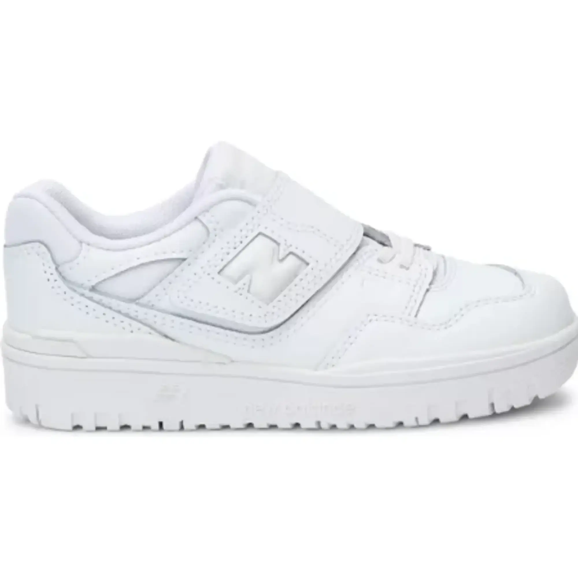 New Balance Kids' 550 Bungee Lace with Top Strap in White Leather