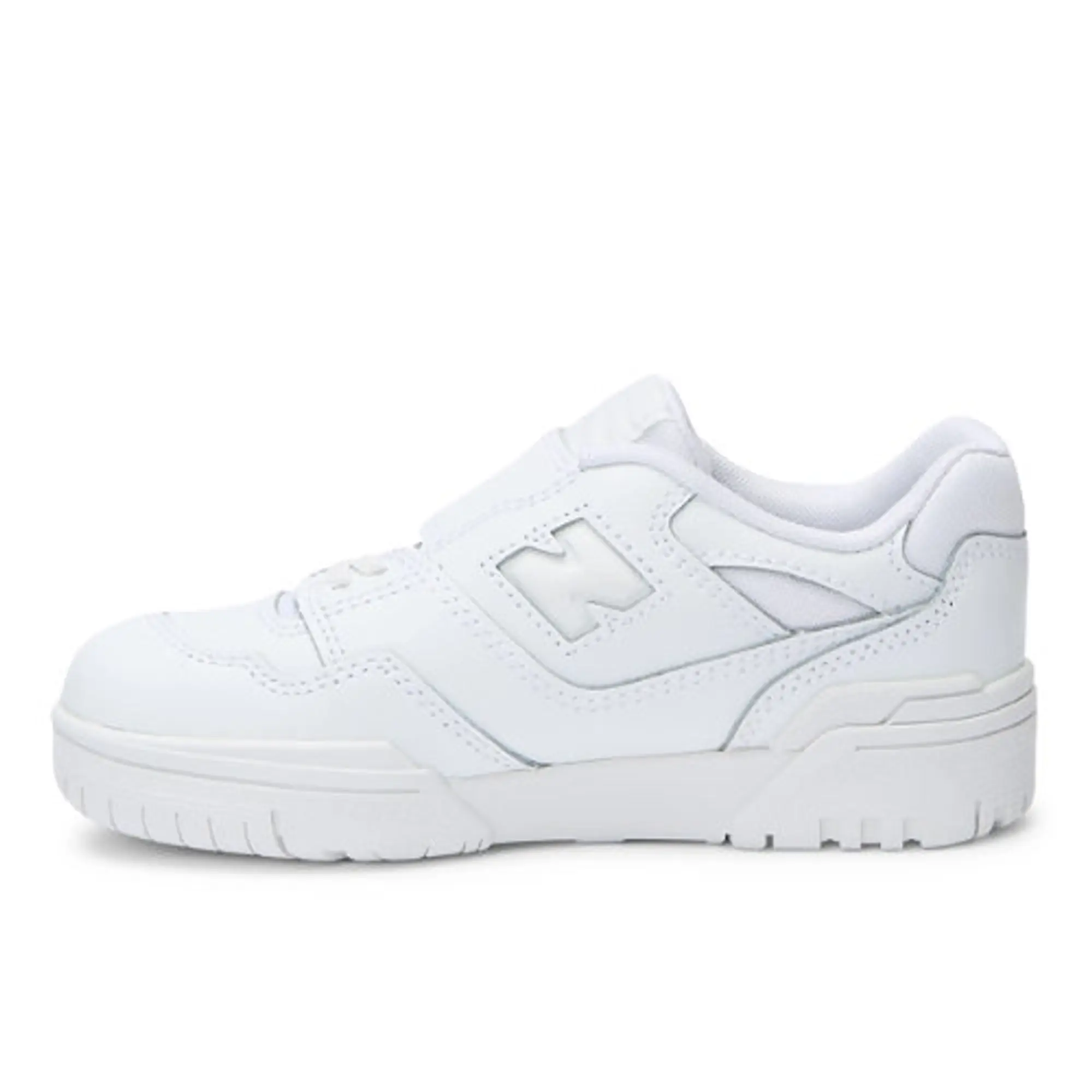 New Balance Kids' 550 Bungee Lace with Top Strap in White Leather