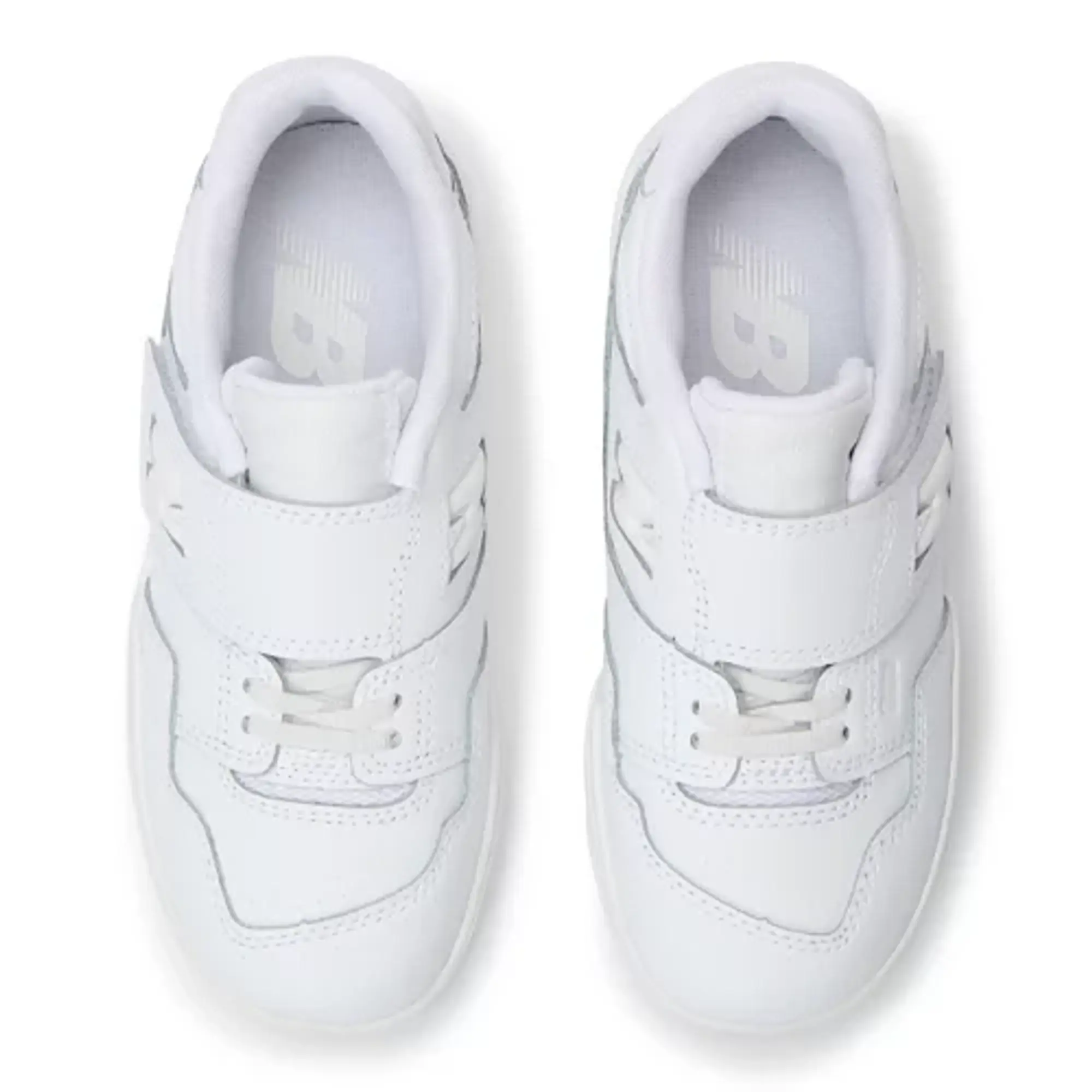 New Balance Kids' 550 Bungee Lace with Top Strap in White Leather