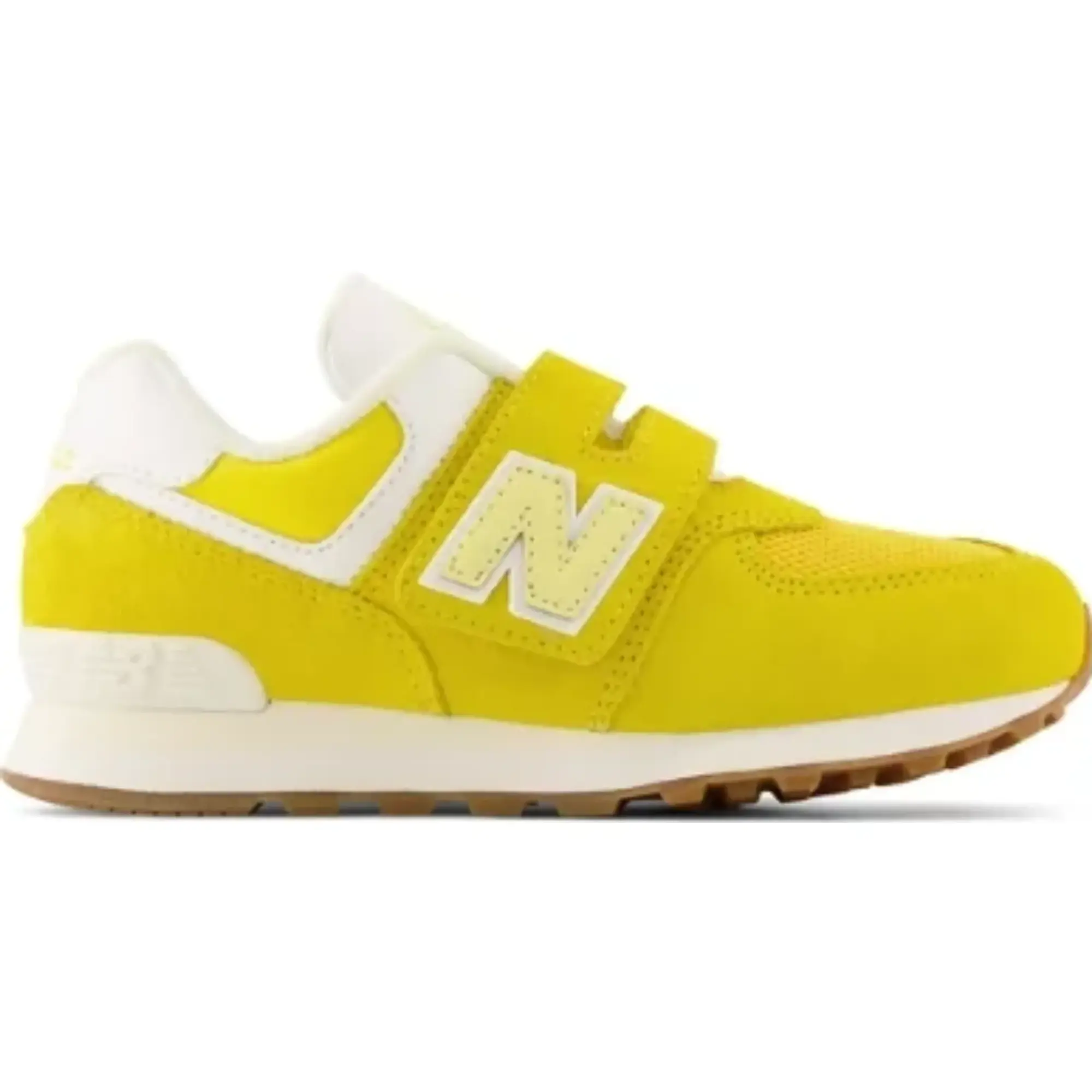 New Balance Kids' 574 Hook & Loop in Yellow Leather