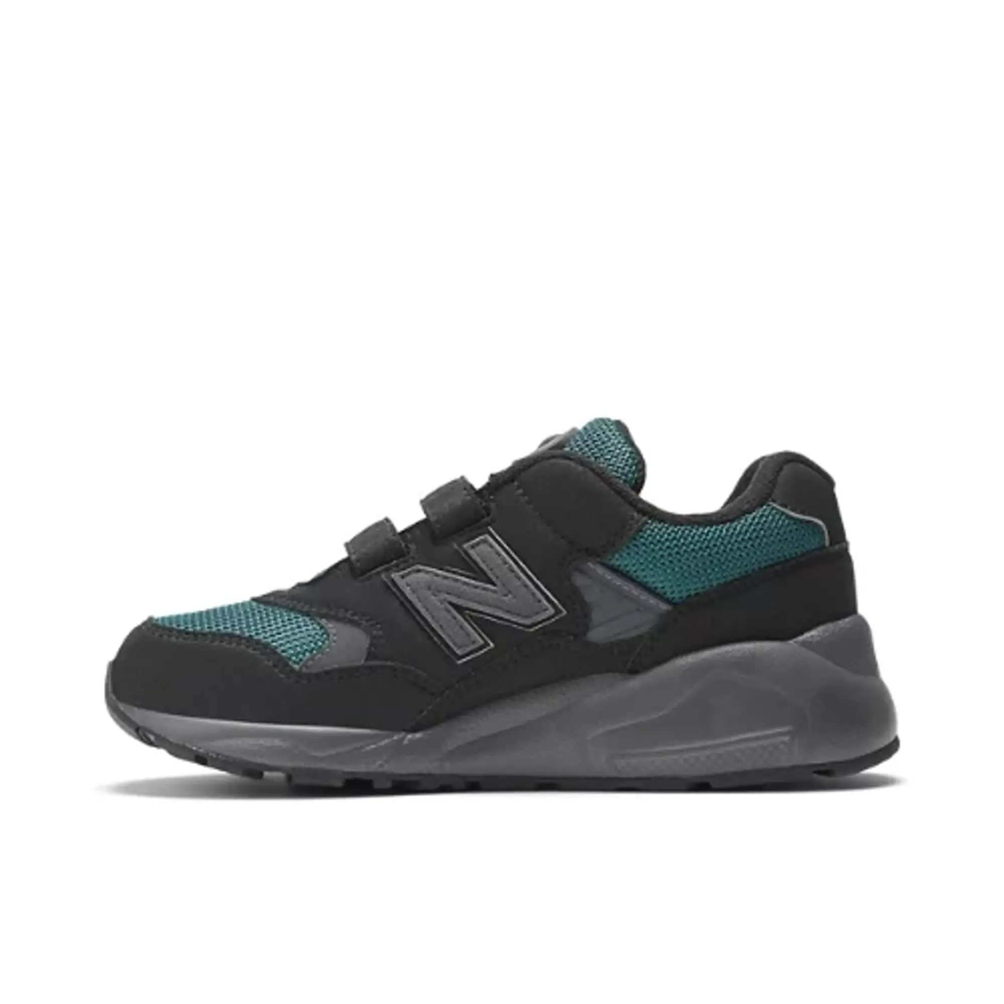 New Balance Kids 580 Hook Loop in Black Green Synthetic PV580VE FOOTY.COM