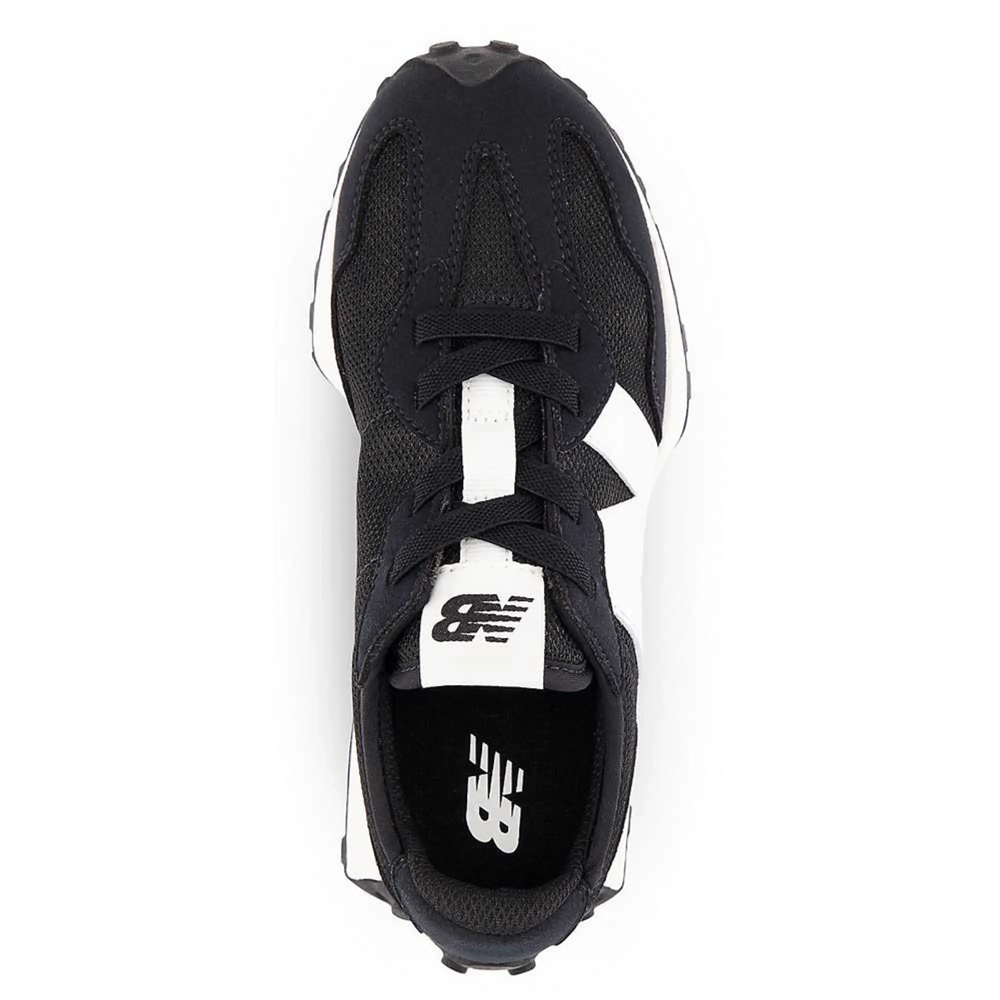 New Balance Kids' 327 Bungee Lace in Black/White Synthetic