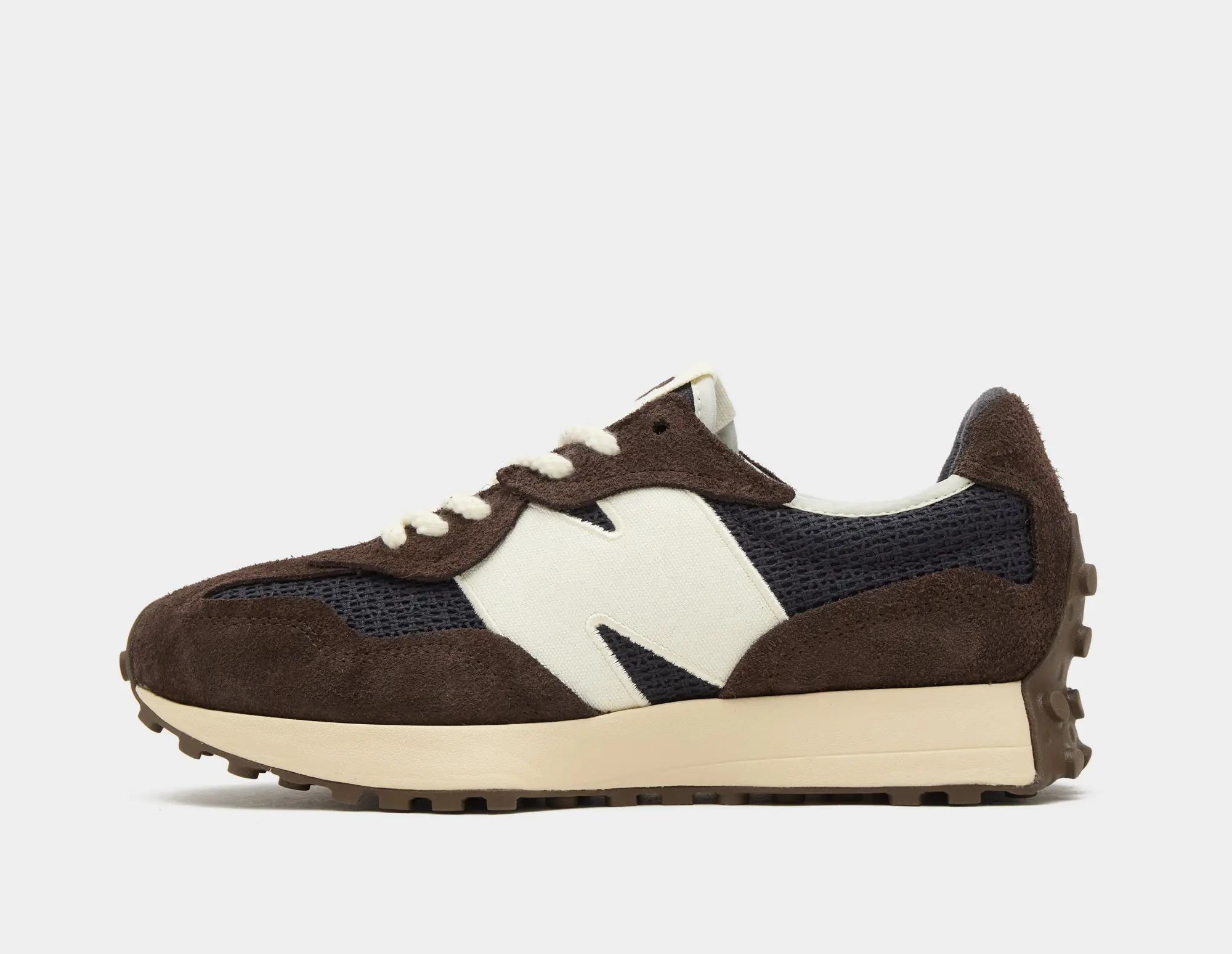 New Balance Unisex 327 in Brown/Black Suede/Mesh