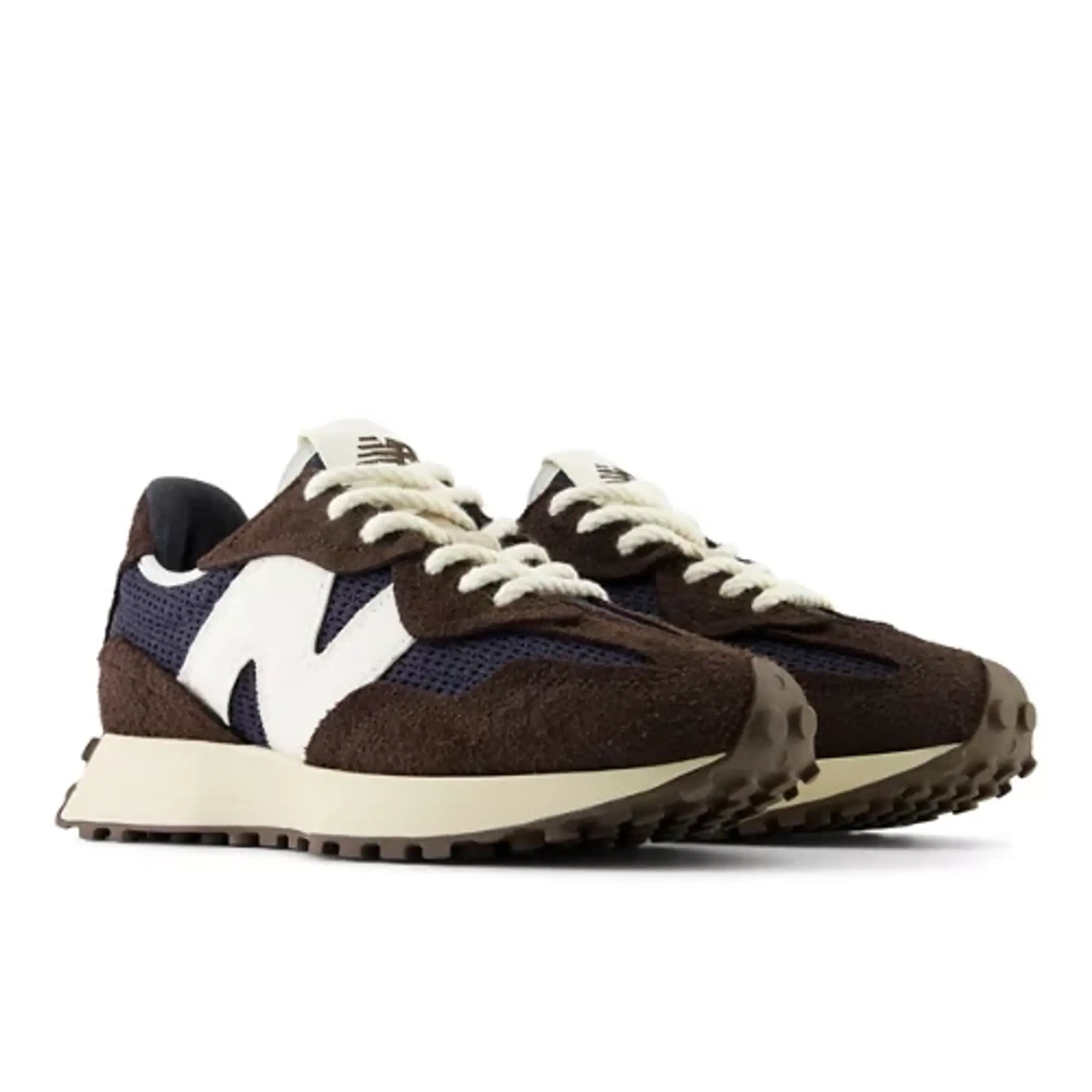 New Balance Unisex 327 in Brown/Black Suede/Mesh