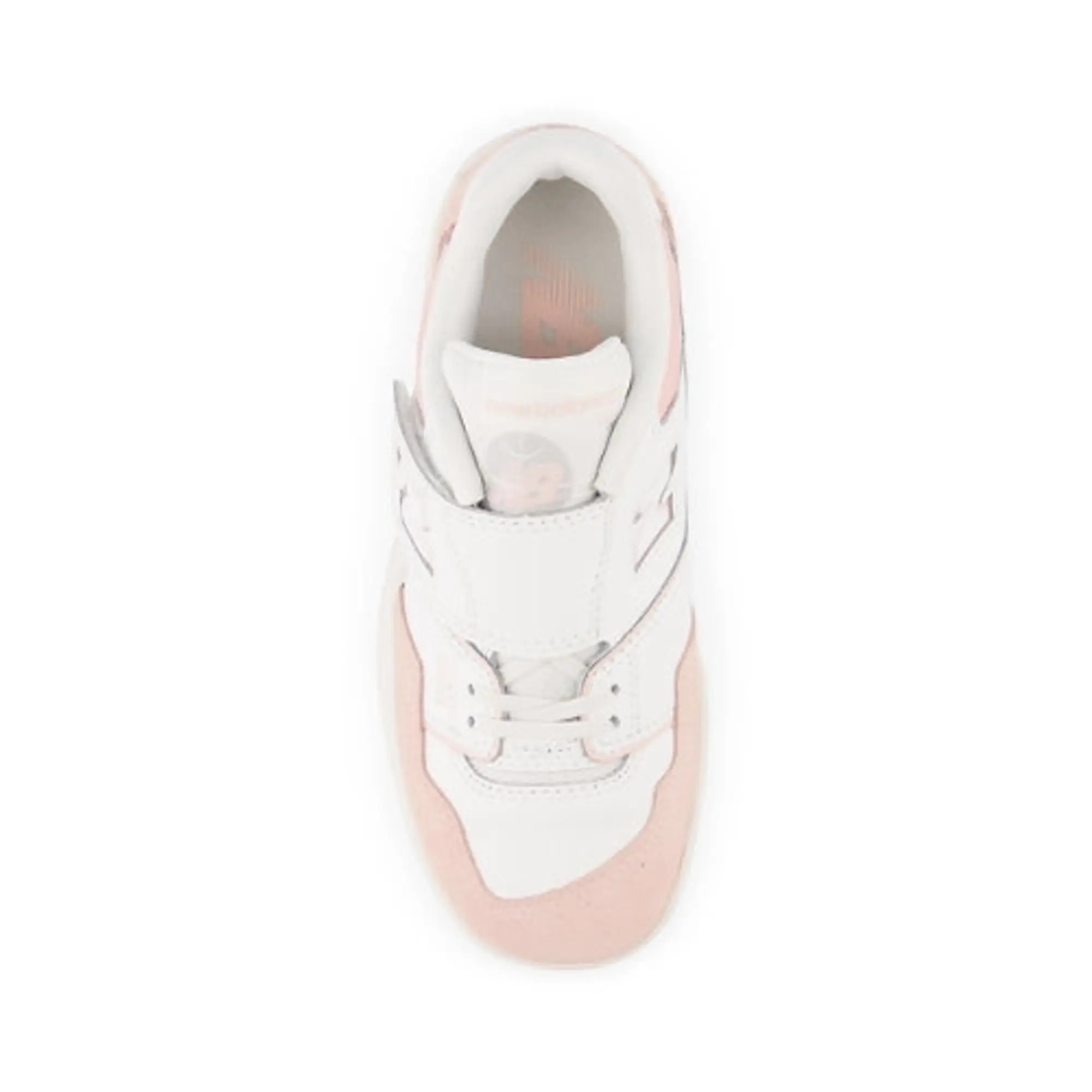 New Balance Kids' 550 Bungee Lace with Top Strap in White/Pink Synthetic