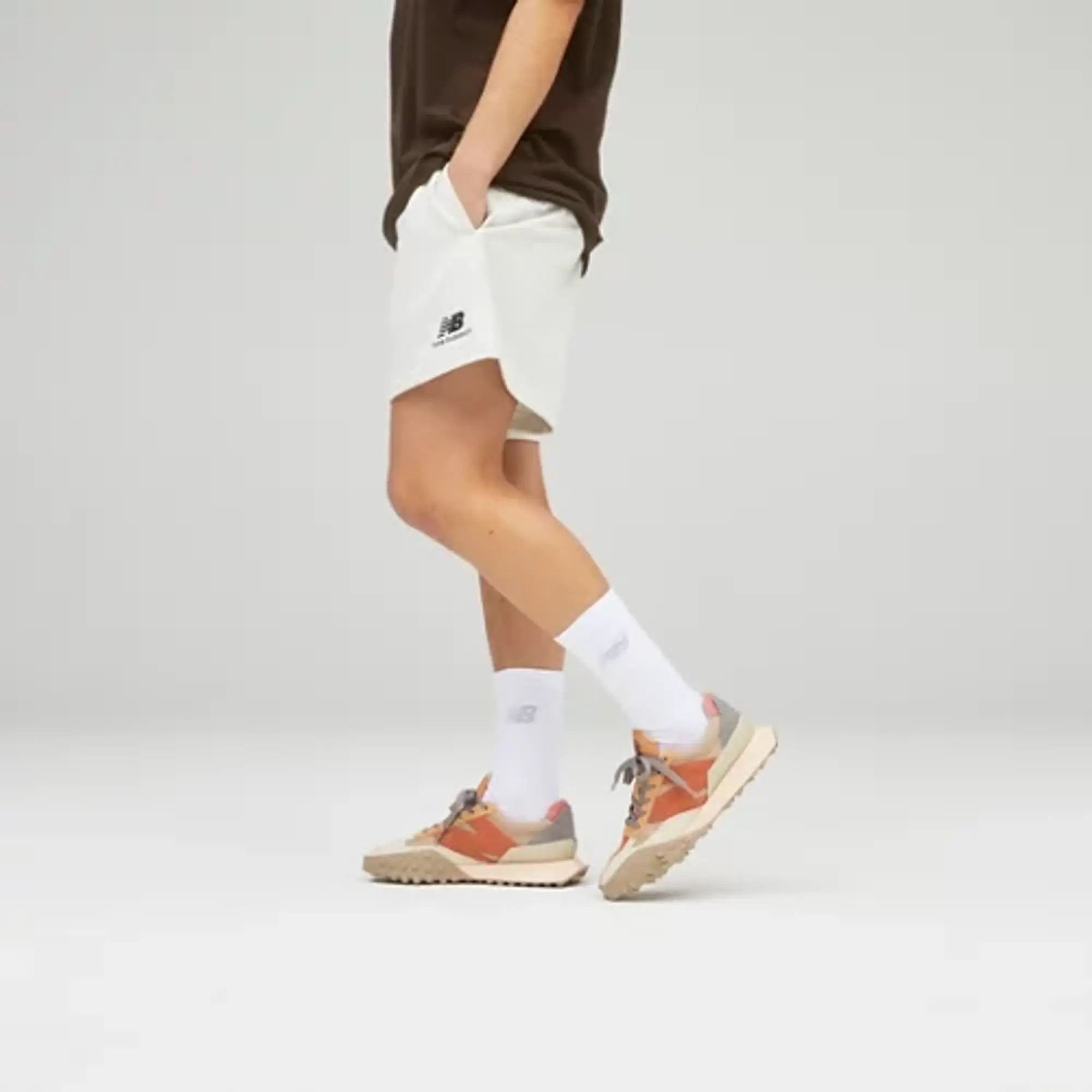 New Balance Unisex Uni-ssentials French Terry Short in White Cotton
