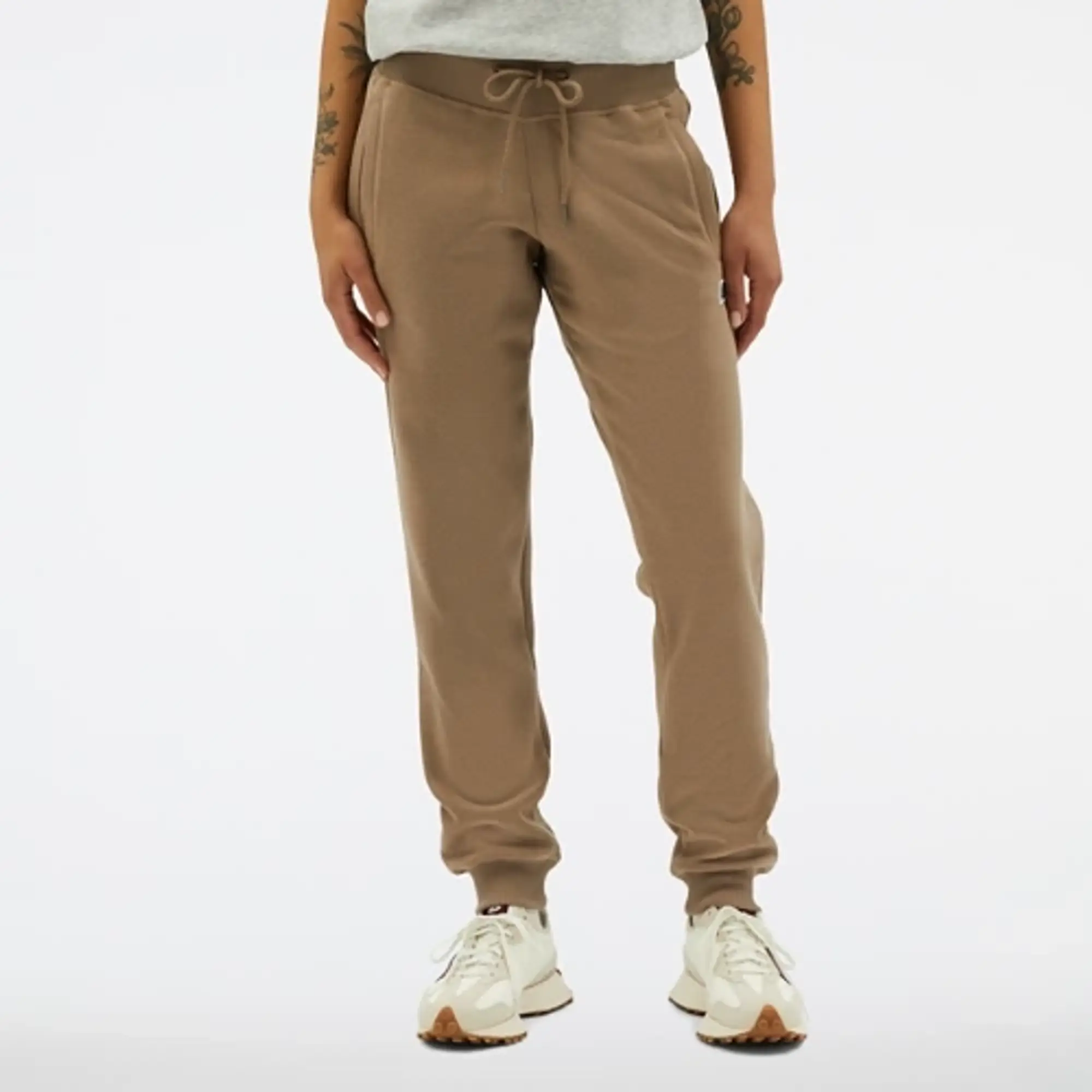 New Balance Women's NB Small Logo Pants in Brown Cotton