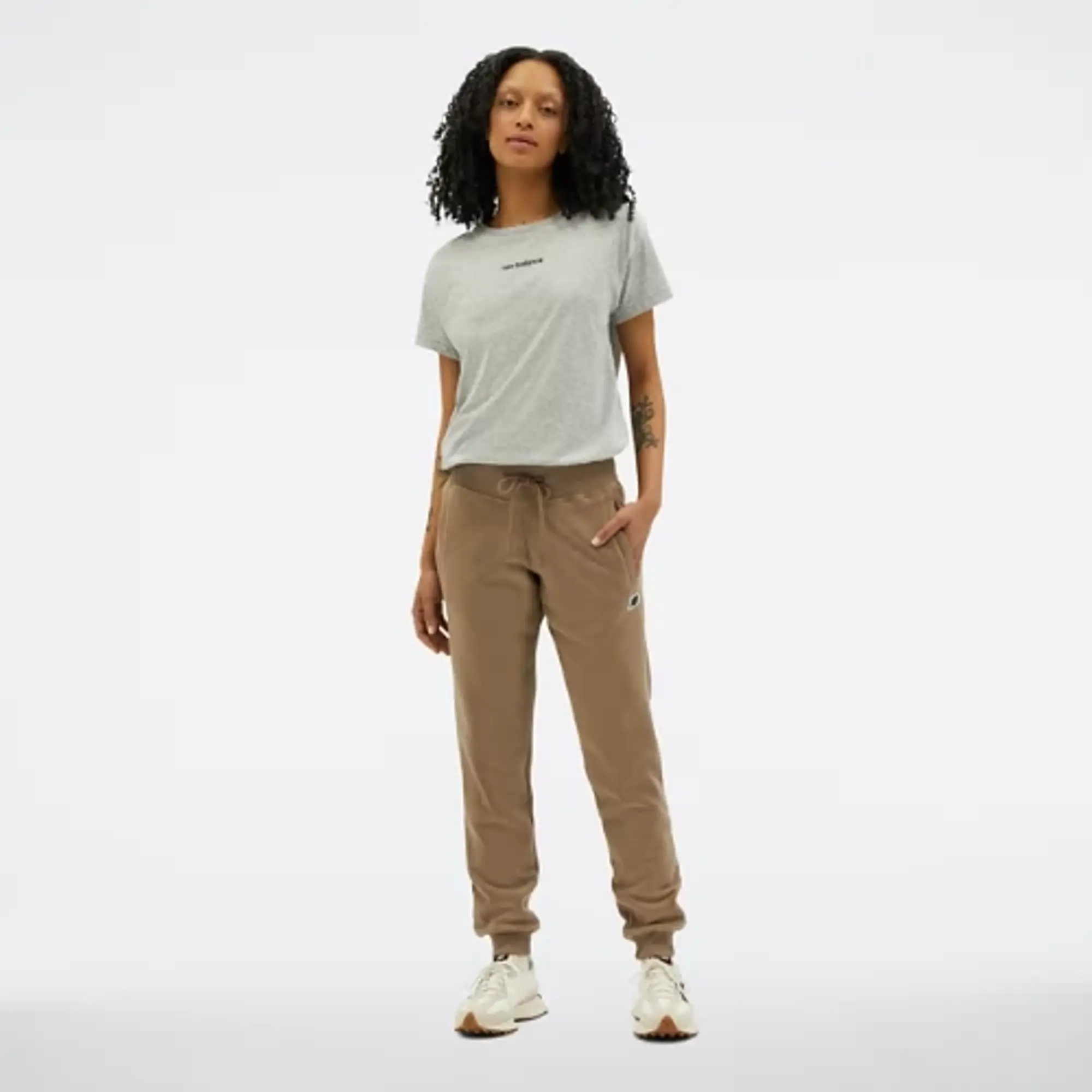 New Balance Women's NB Small Logo Pants in Brown Cotton