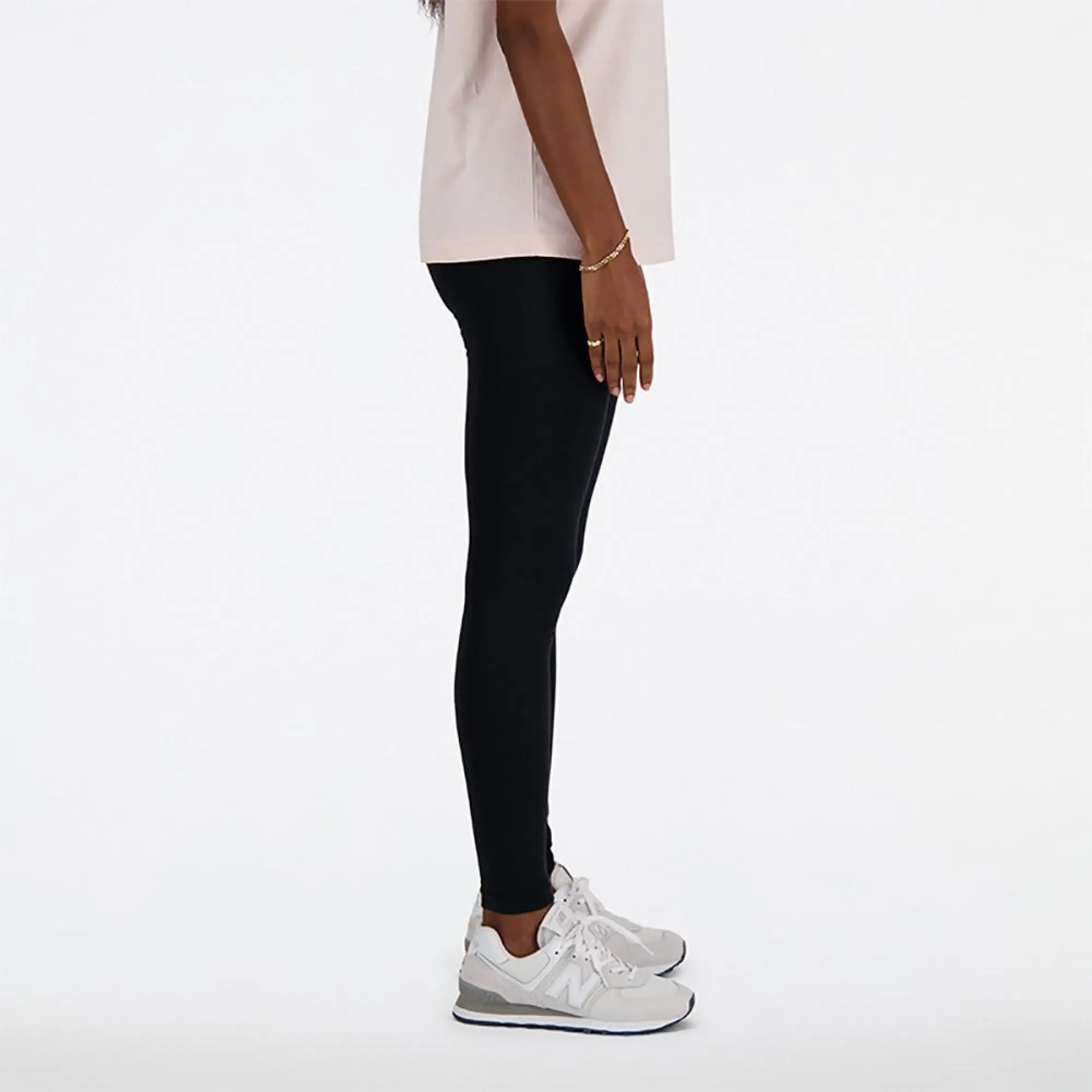 New Balance Women's High Rise Legging 27 in Black Cotton Jersey