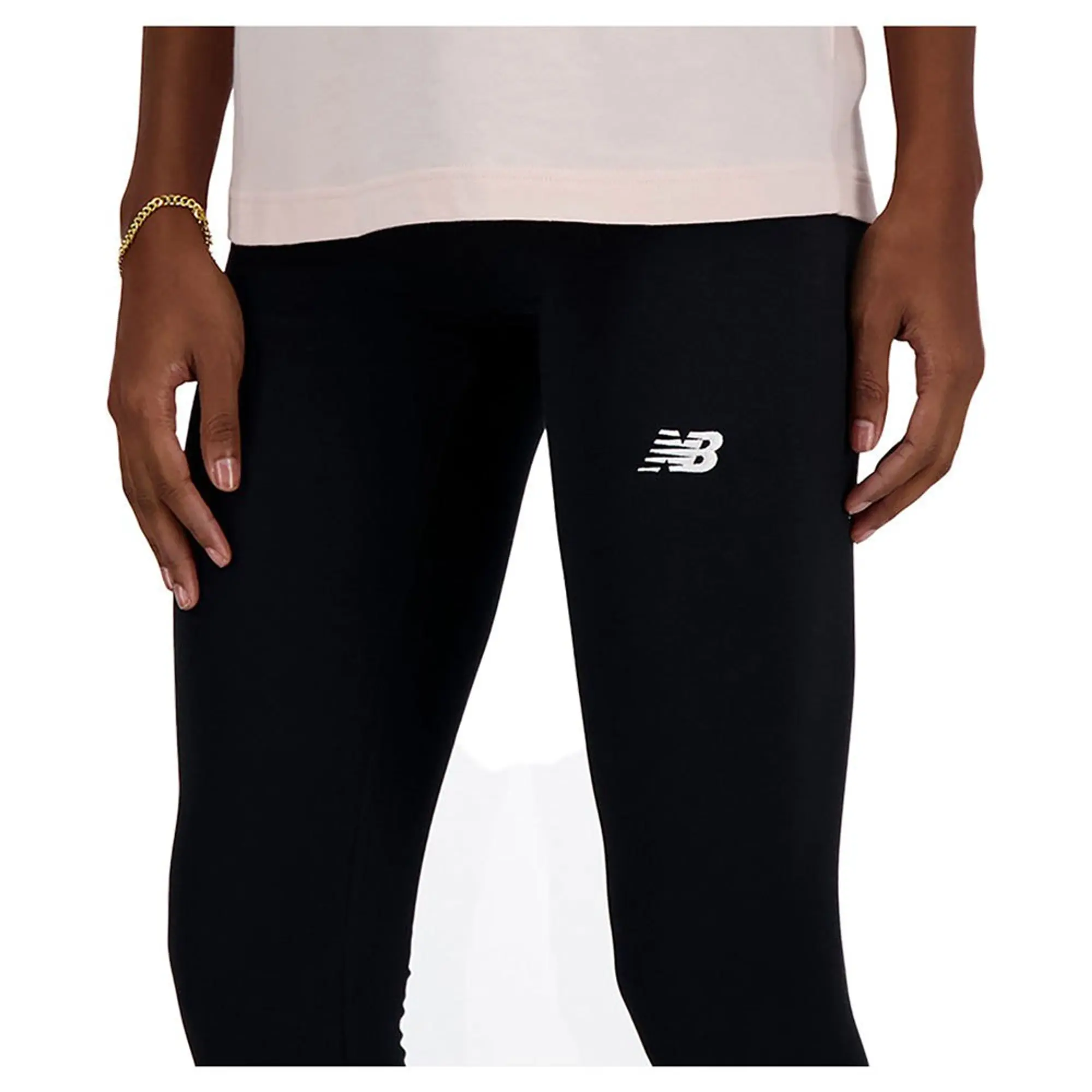 New Balance Women's High Rise Legging 27 in Black Cotton Jersey
