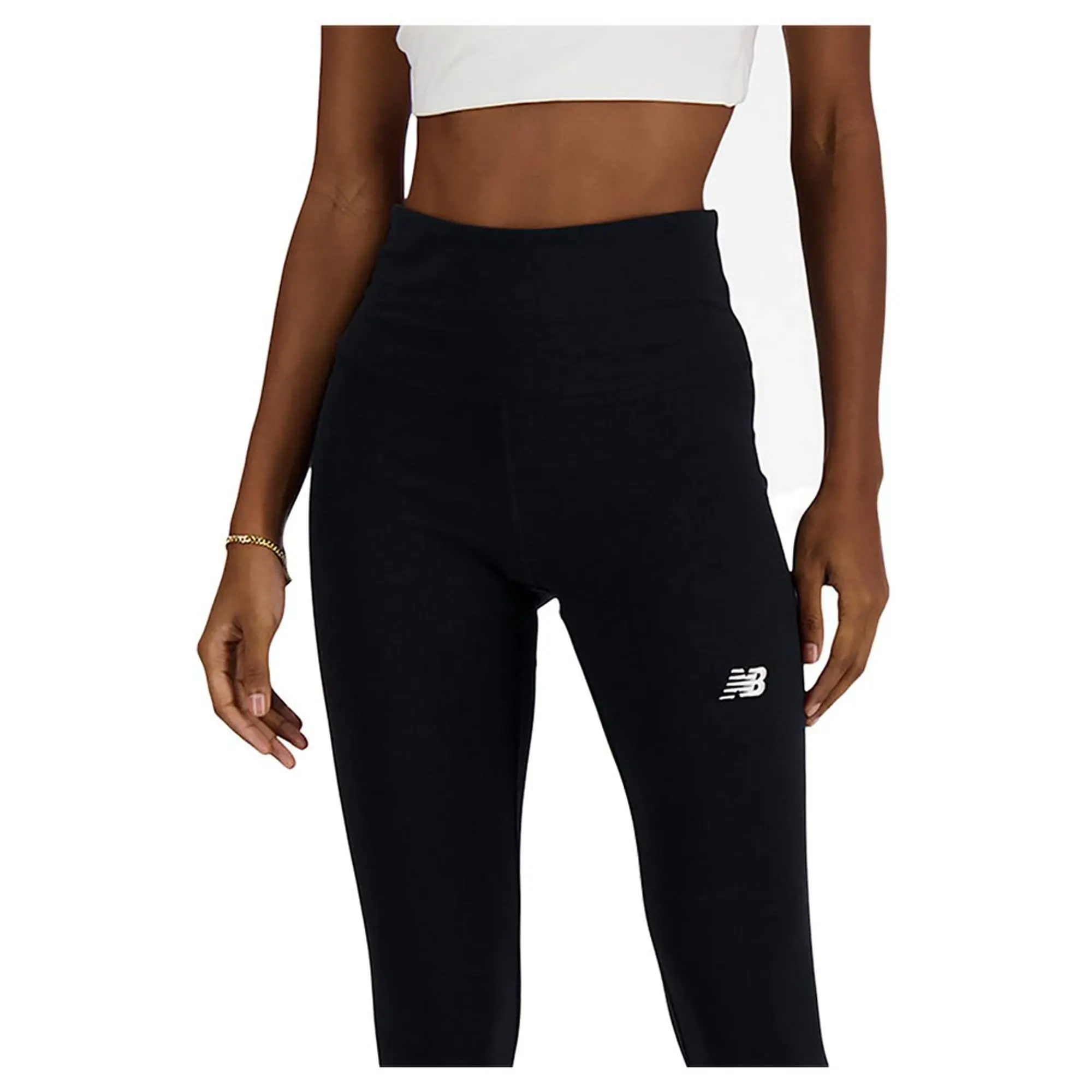 New Balance Women's High Rise Legging 27 in Black Cotton Jersey