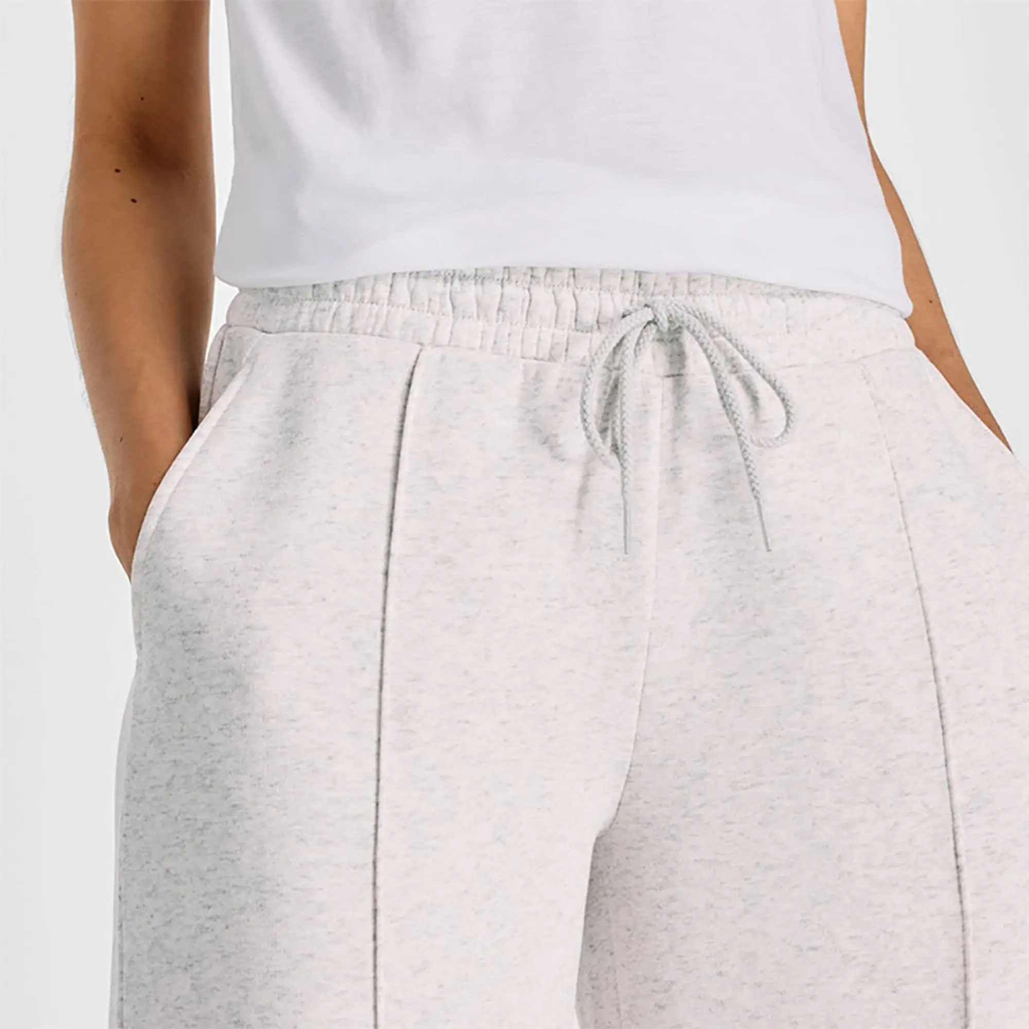 New Balance Women's Fleece Wide Leg Pant in Grey Poly Fleece