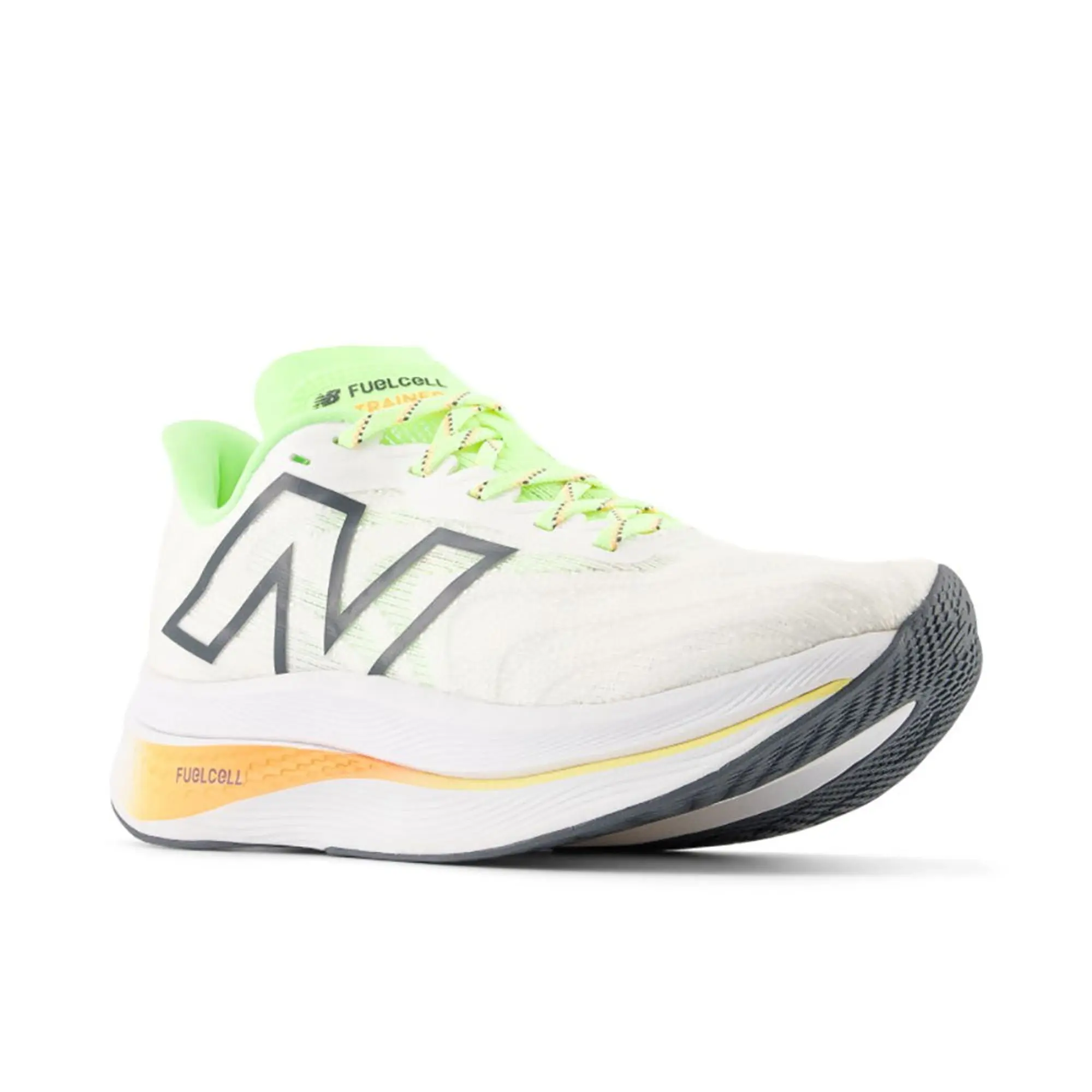 New Balance Women's FuelCell SuperComp Trainer v2 in White/Green/Orange Synthetic
