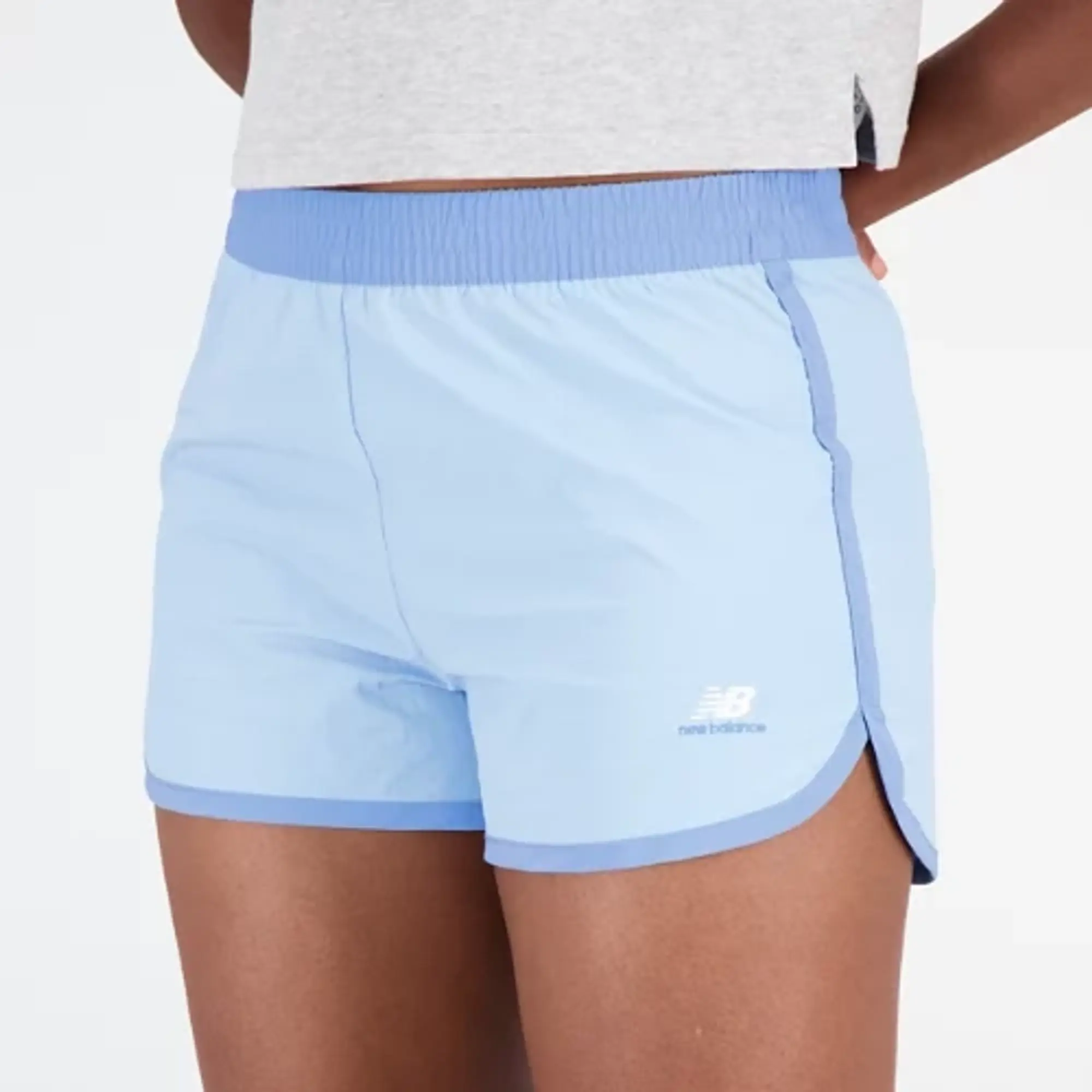 New Balance Women's Athletics Remastered Woven Short in Blue Nylon