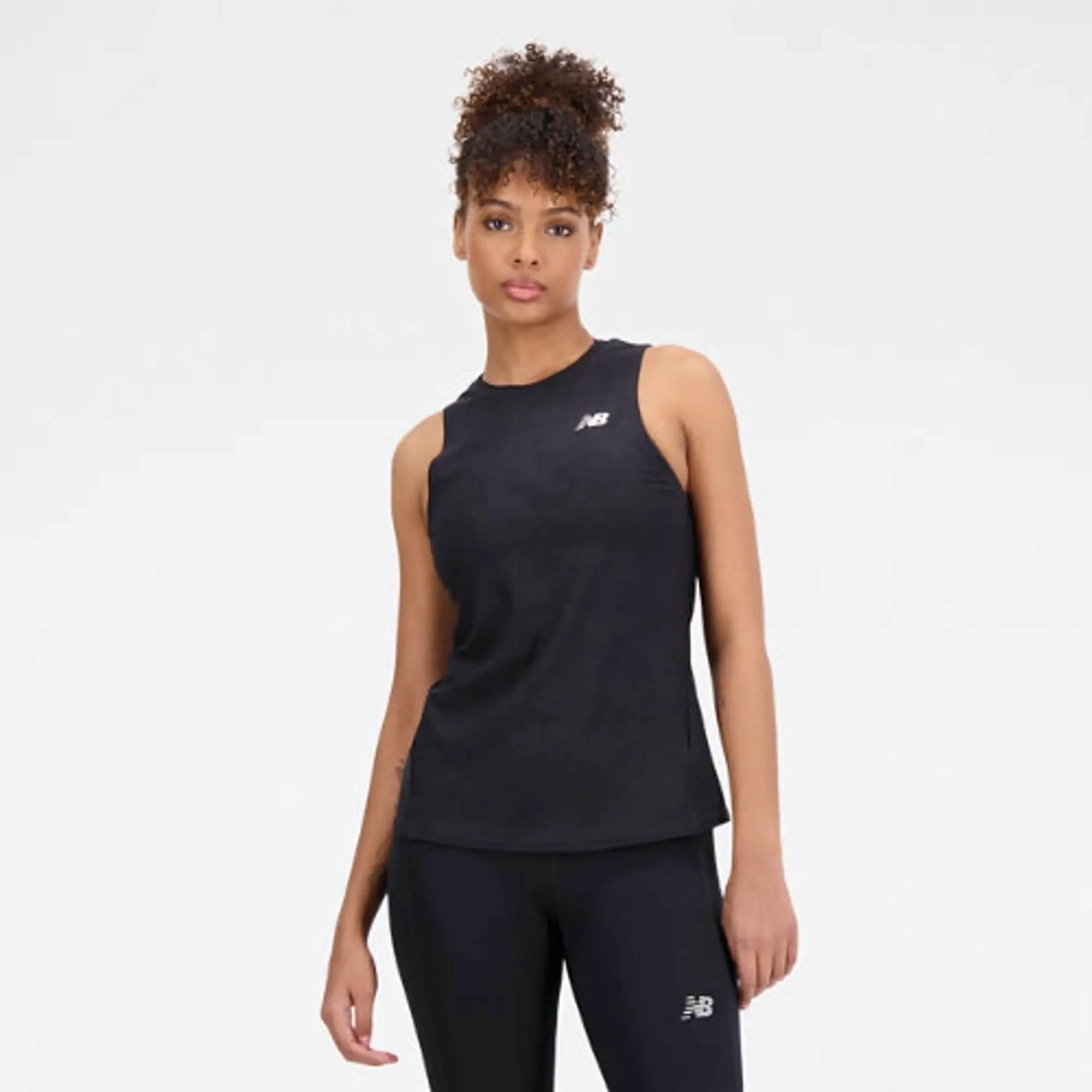 New Balance Women's Q Speed Jacquard Tank in Black Poly Knit