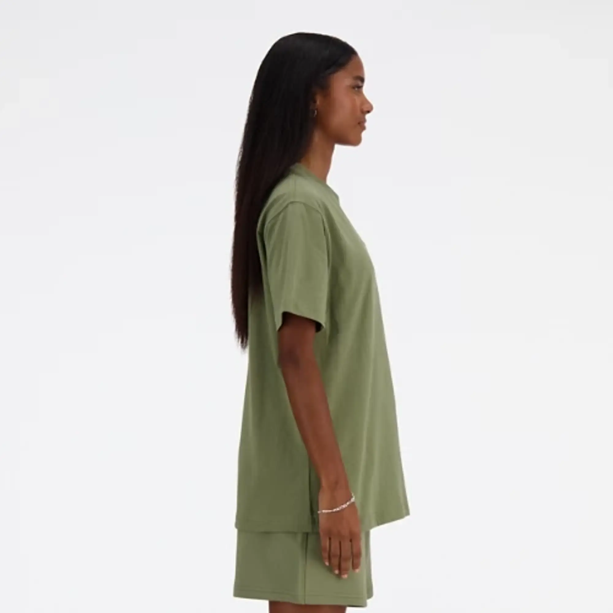New Balance Women's Athletics Jersey T-Shirt in Green Cotton Jersey