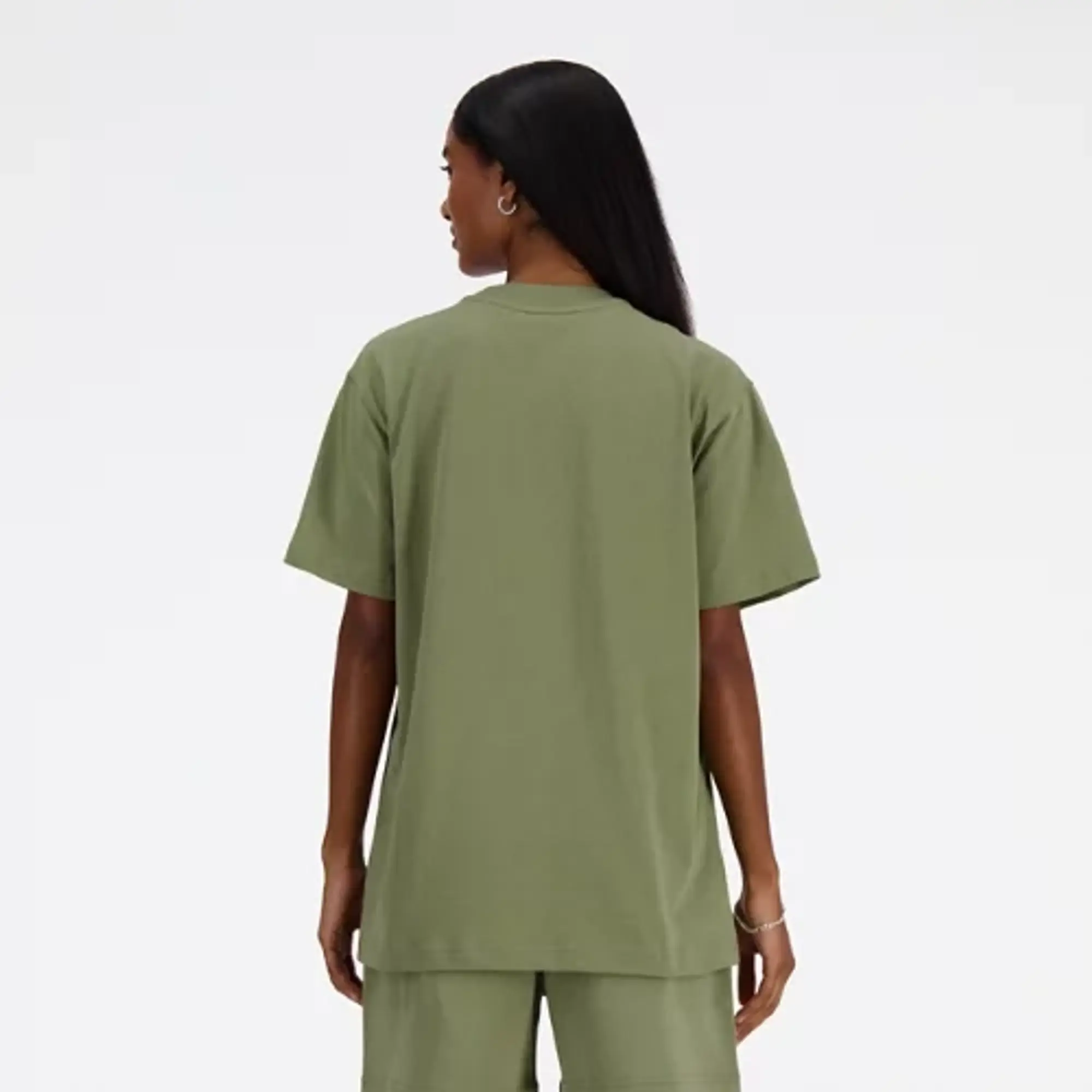 New Balance Women's Athletics Jersey T-Shirt in Green Cotton Jersey