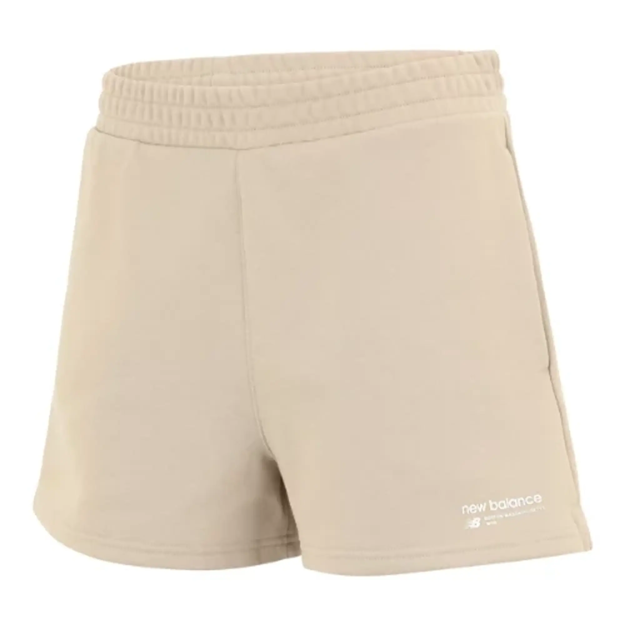 New Balance Women's Linear Heritage French Terry Short in Grey Cotton Fleece