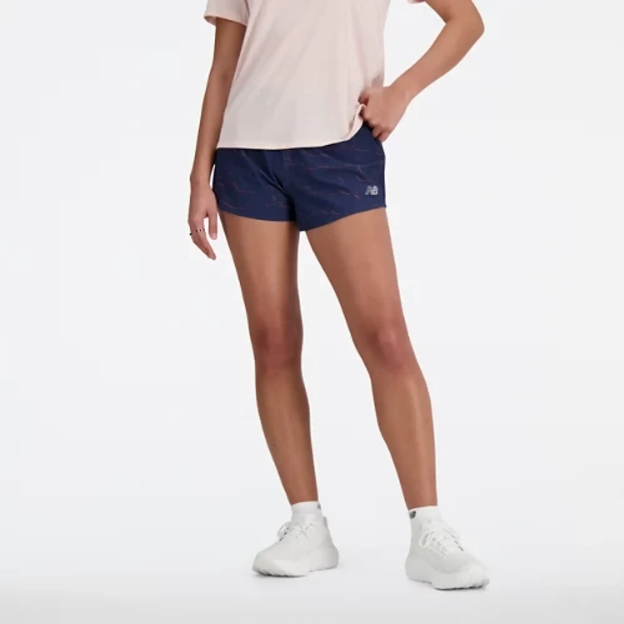 New Balance Women's RC Printed Short 3 in Blue Polywoven