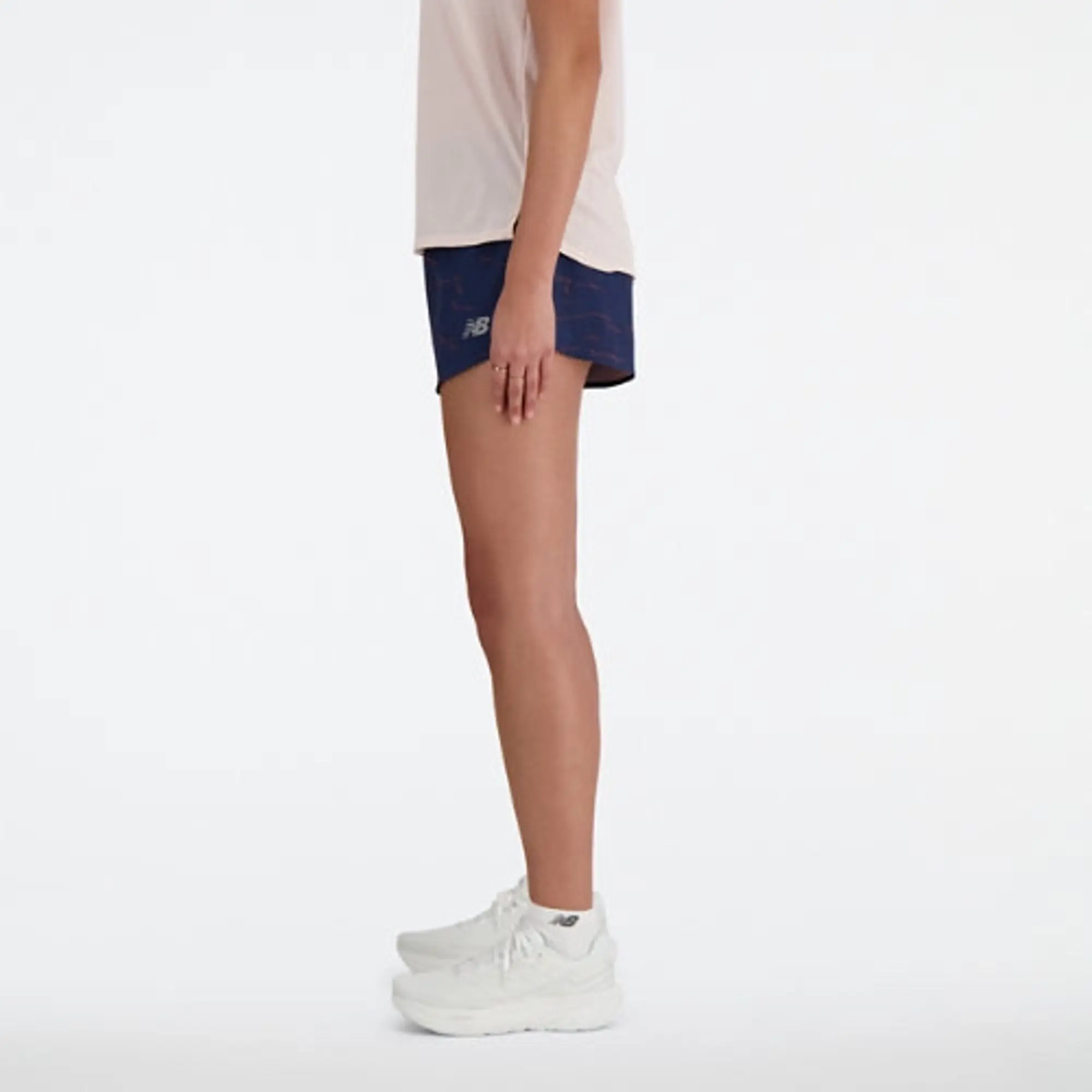 New Balance Women's RC Printed Short 3 in Blue Polywoven