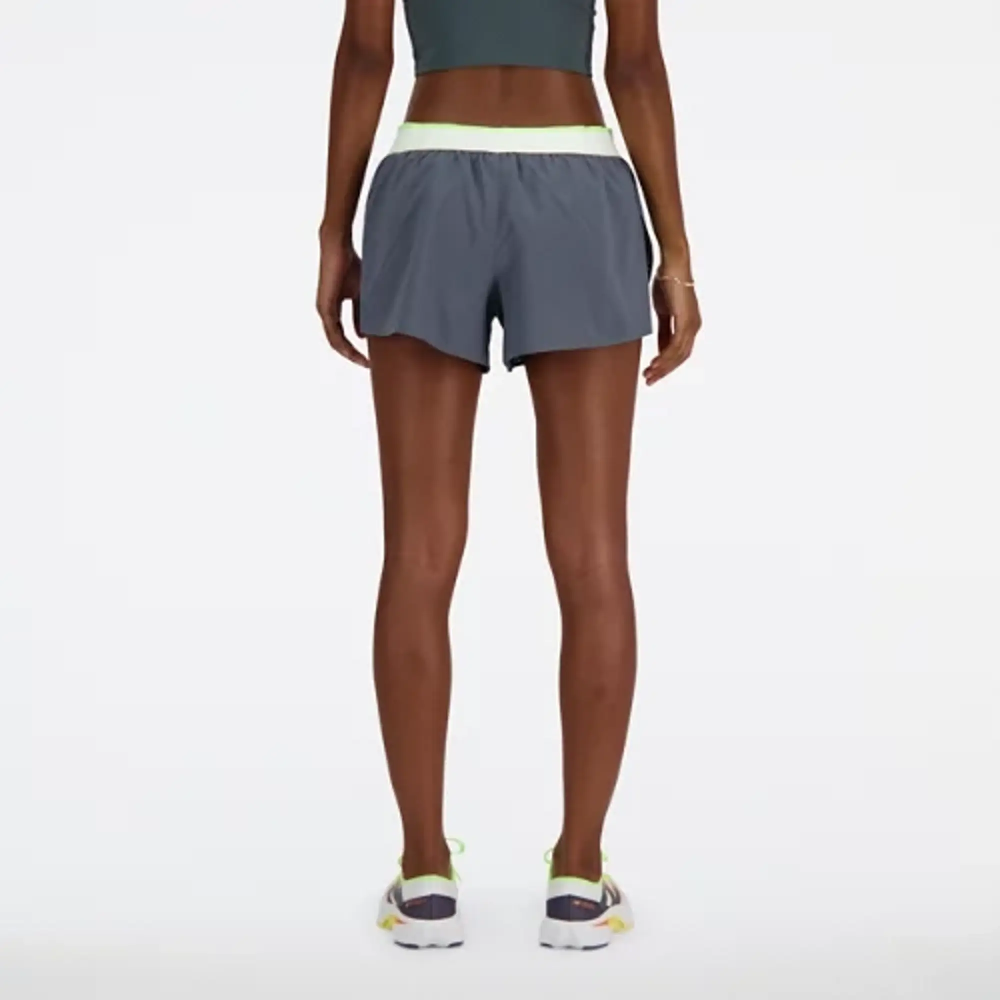 New Balance Women's Race Day Split Short in Grey Polywoven