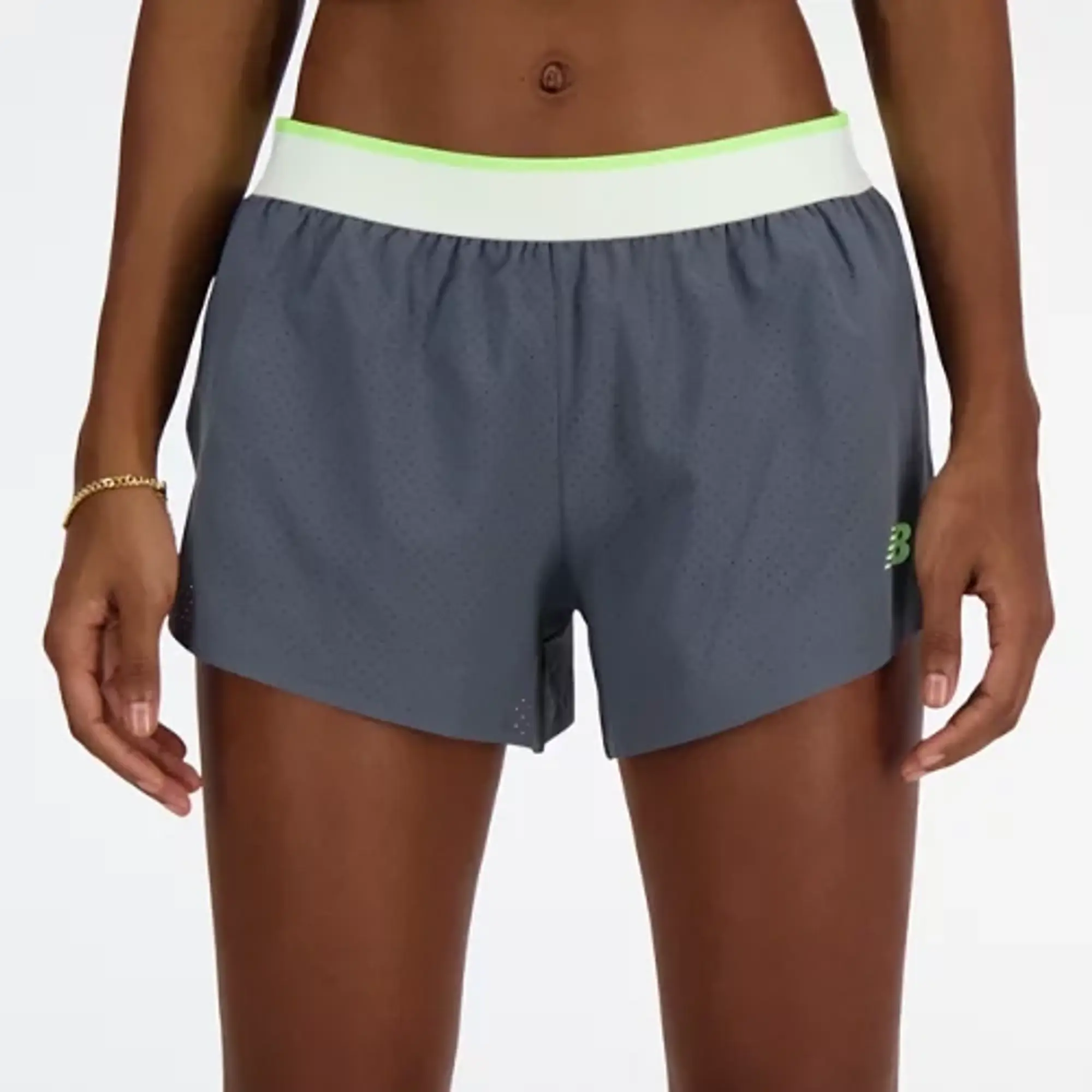 New Balance Women's Race Day Split Short in Grey Polywoven