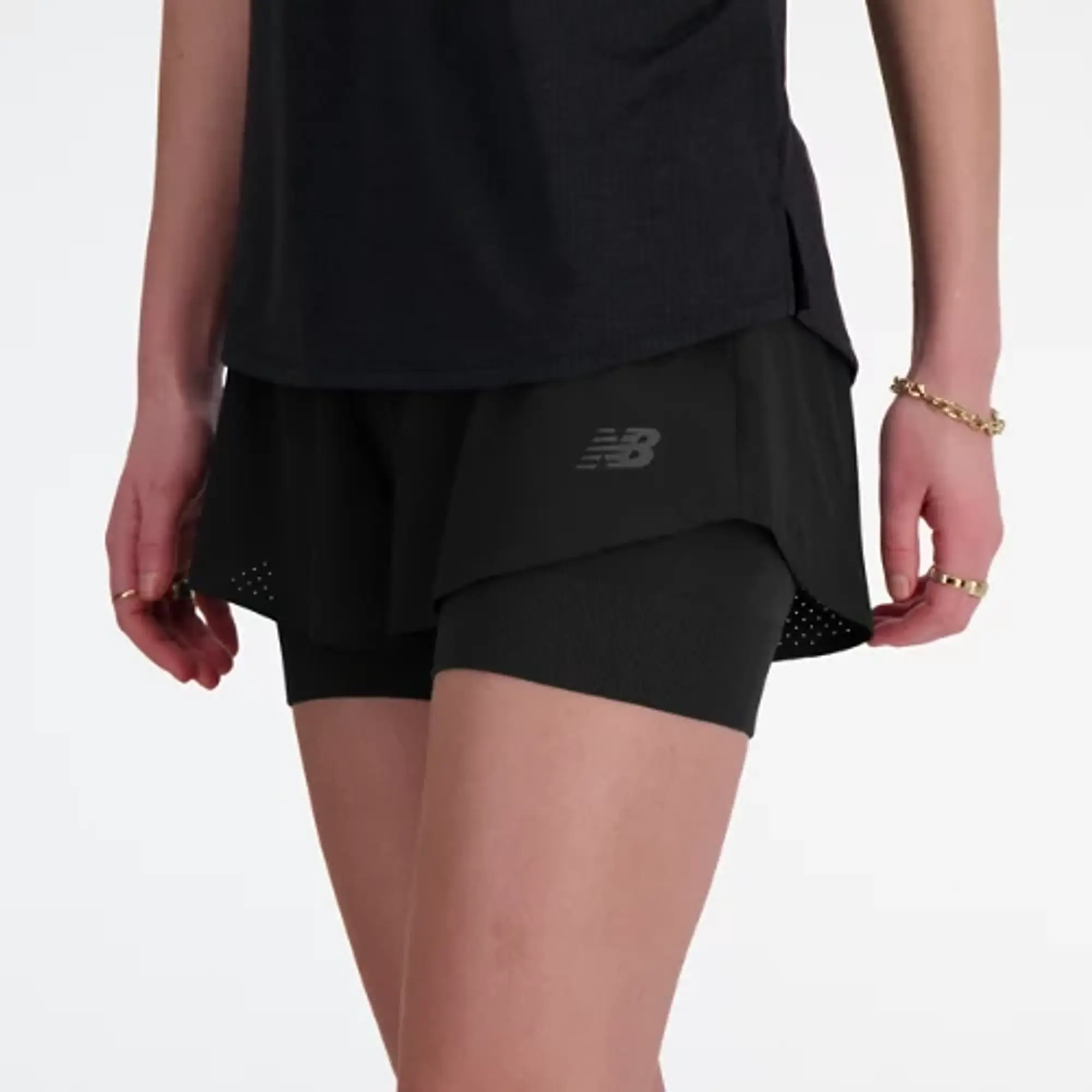 New Balance Women's RC 2-in-1 Short 3 in Black Polywoven