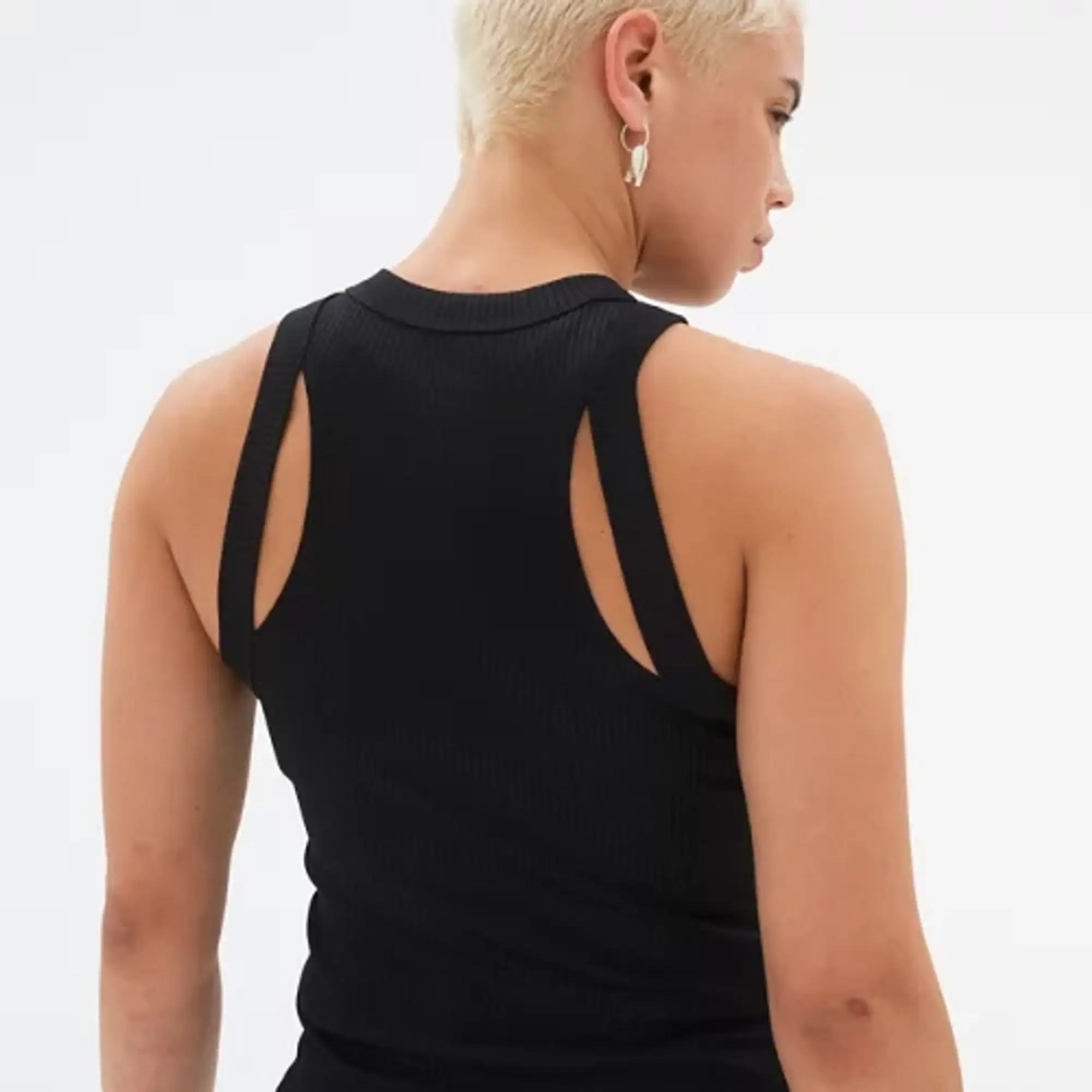 New Balance Women's Perfect Rib Tank in Black Poly Knit