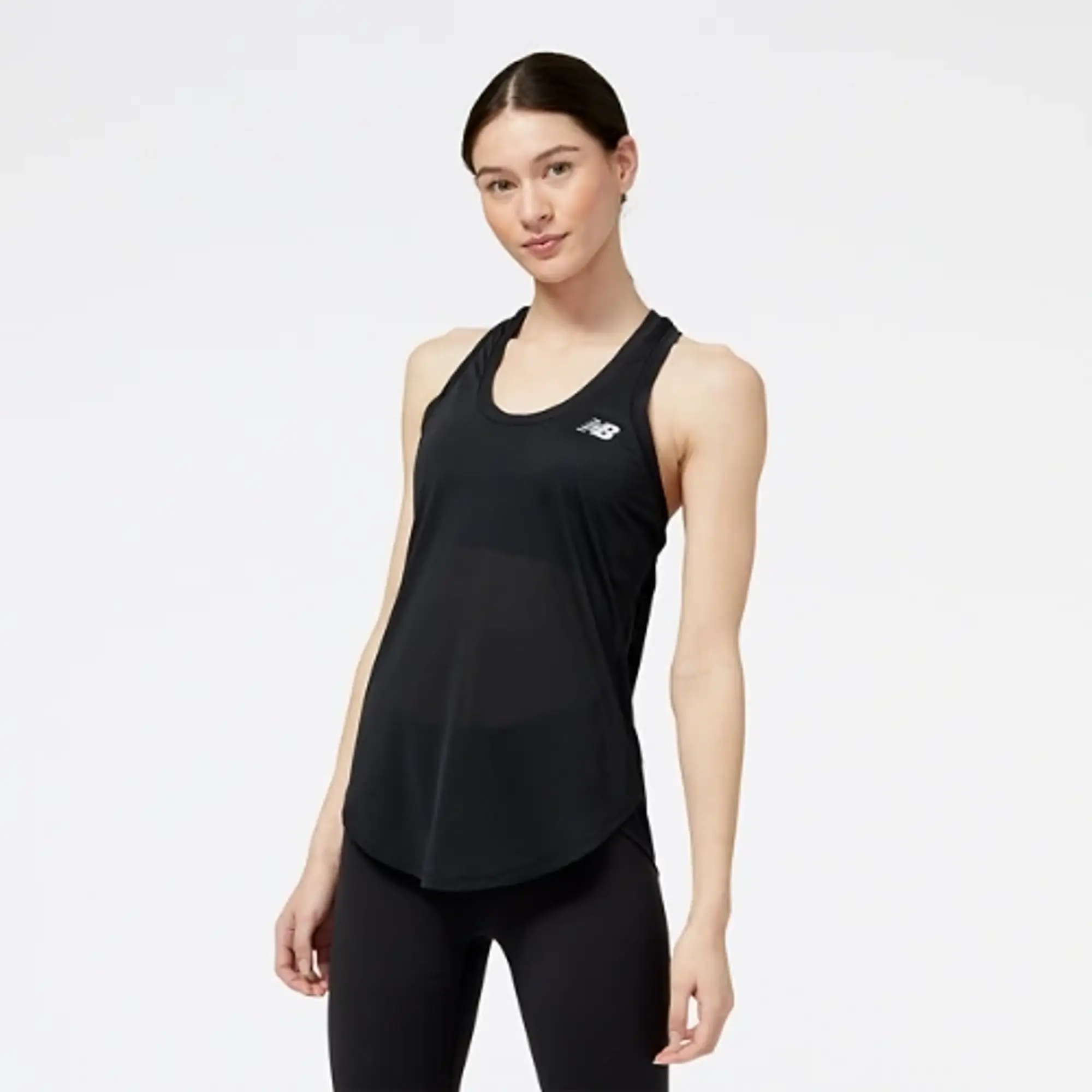 New Balance Women's Accelerate Tank in Black Poly Knit