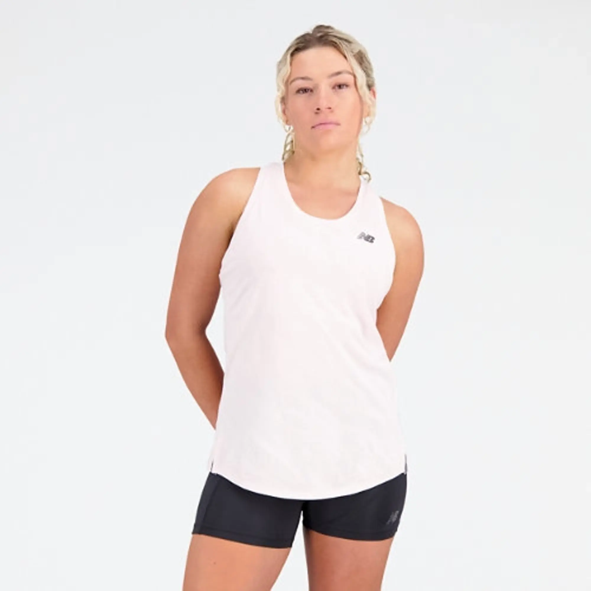 New Balance Women's Q Speed Jacquard Tank in Pink Poly Knit
