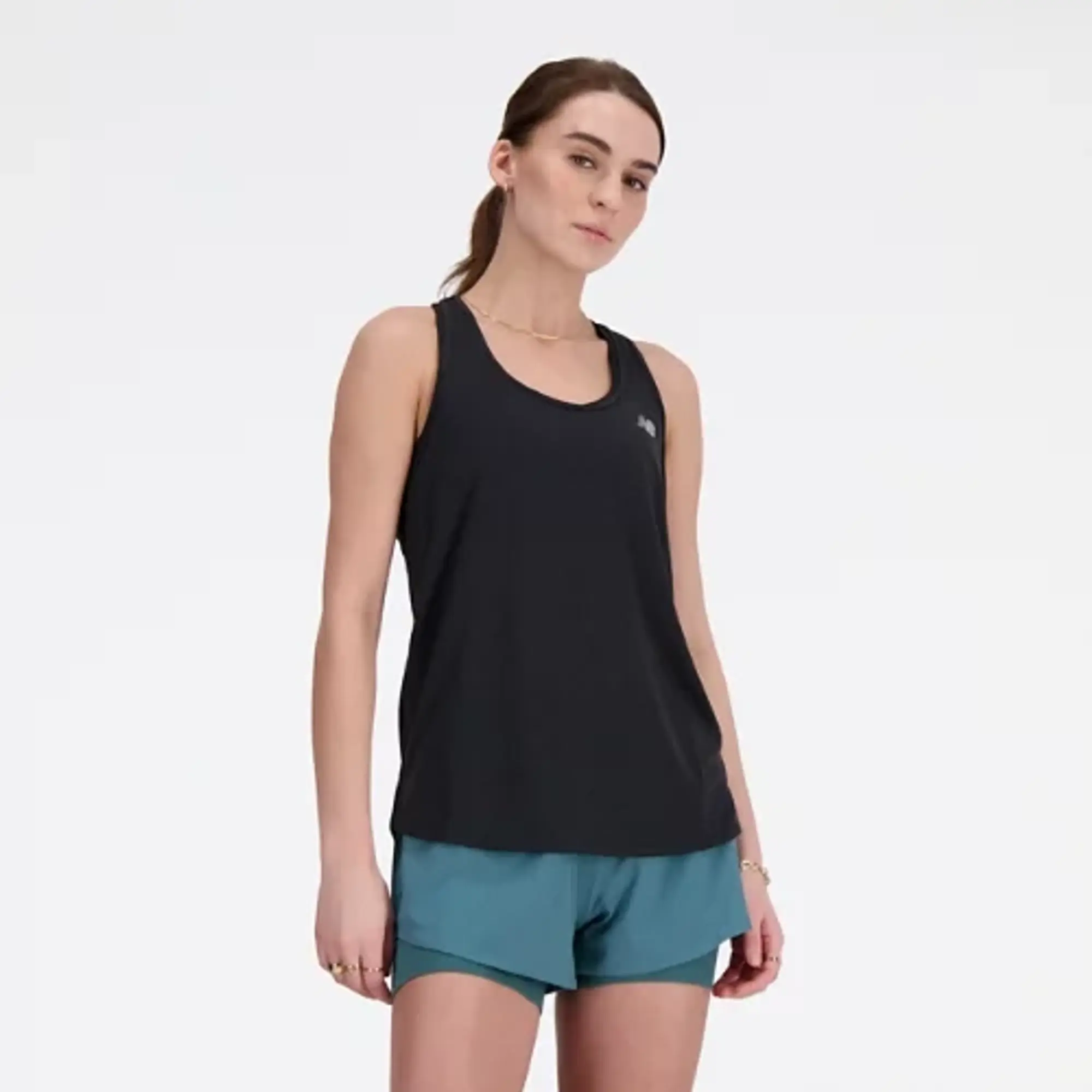 New Balance Women's Athletics Tank in Black Poly Knit