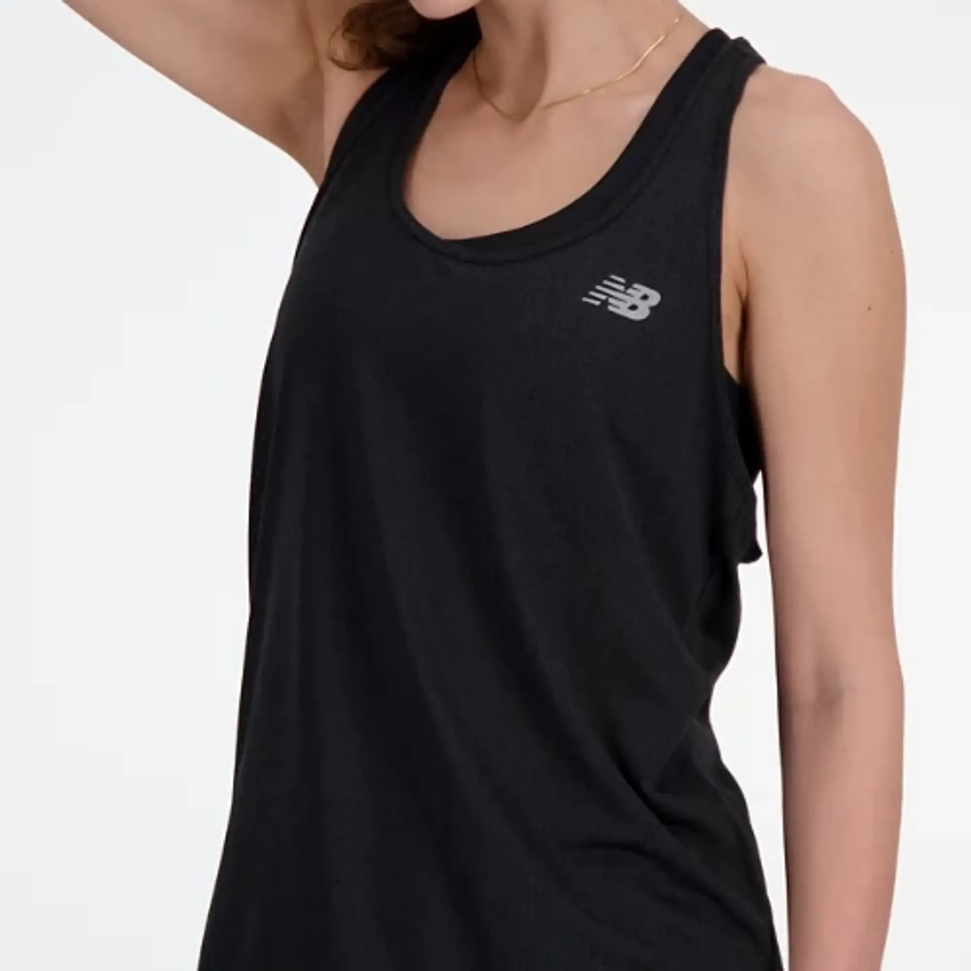 New Balance Women's Athletics Tank in Black Poly Knit