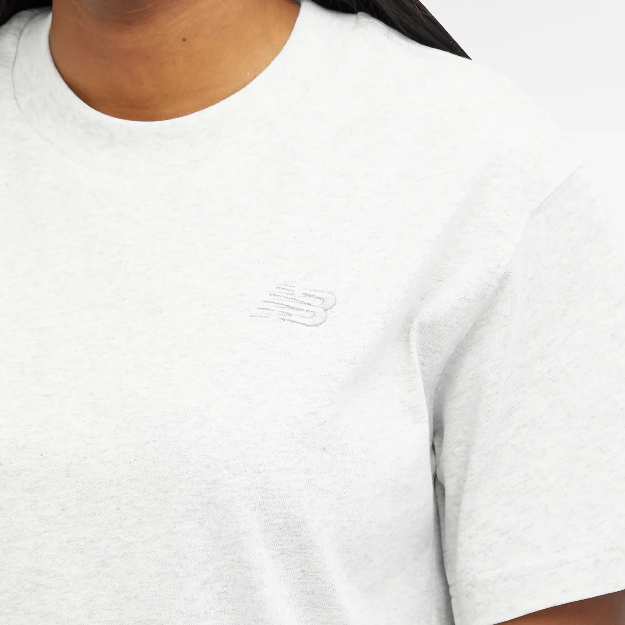 New Balance Women's Athletics Jersey T-Shirt in Grey Cotton Jersey