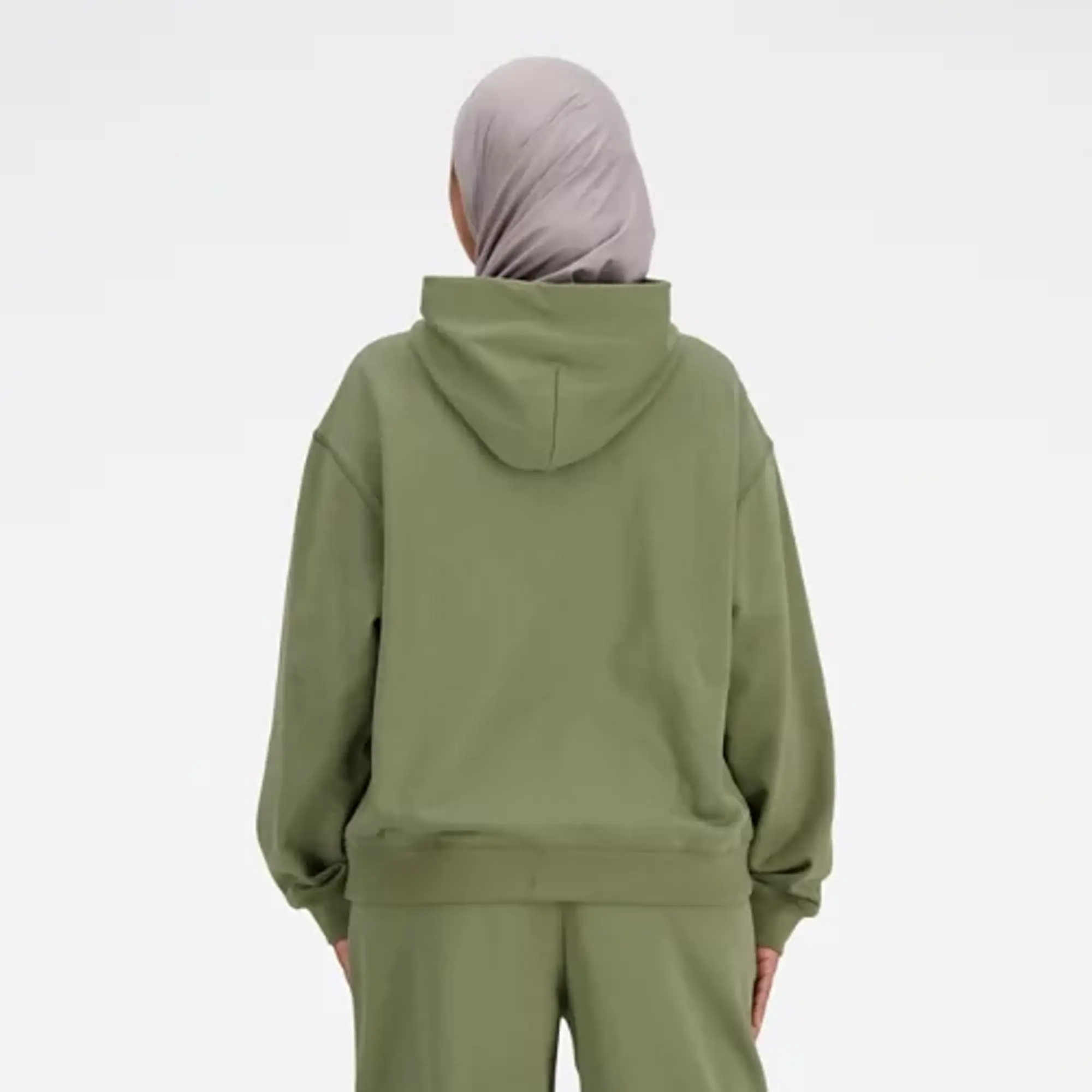 New Balance Women's Athletics French Terry Hoodie in Green Cotton Fleece