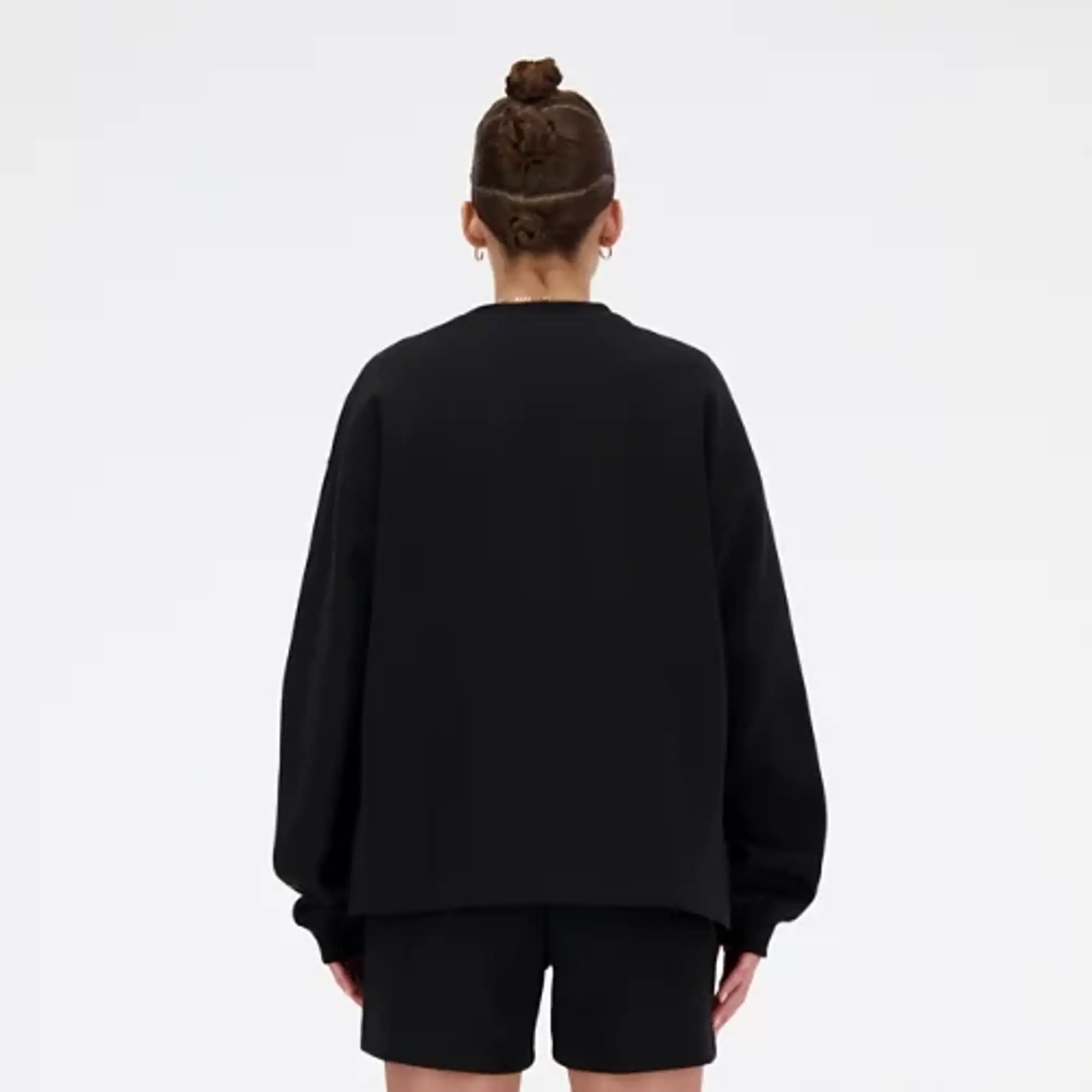 New Balance Women's Hyper Density Double Knit Crew in Black Poly Fleece