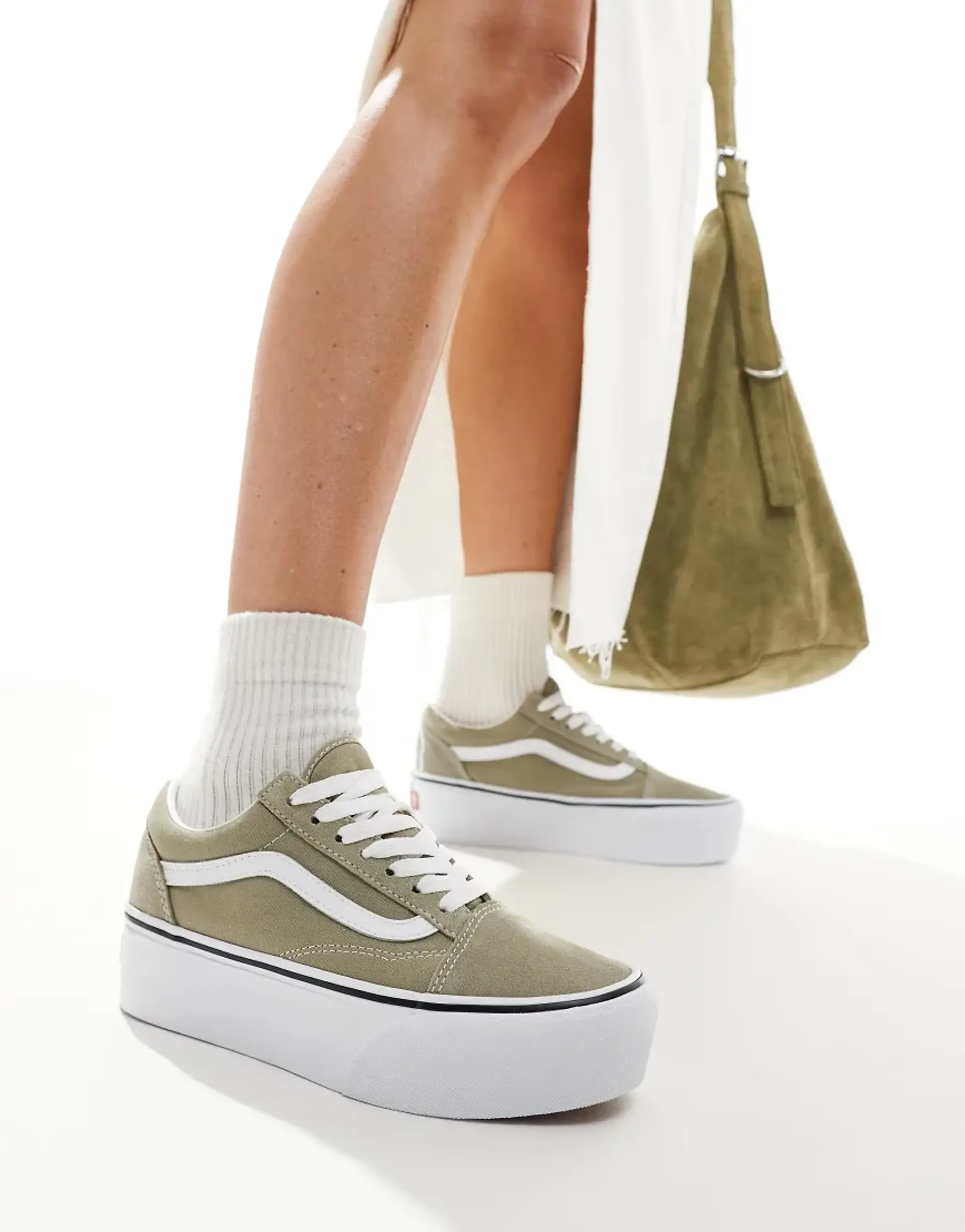 Vans - Old Skool Stackform Shoes, Woman, Green