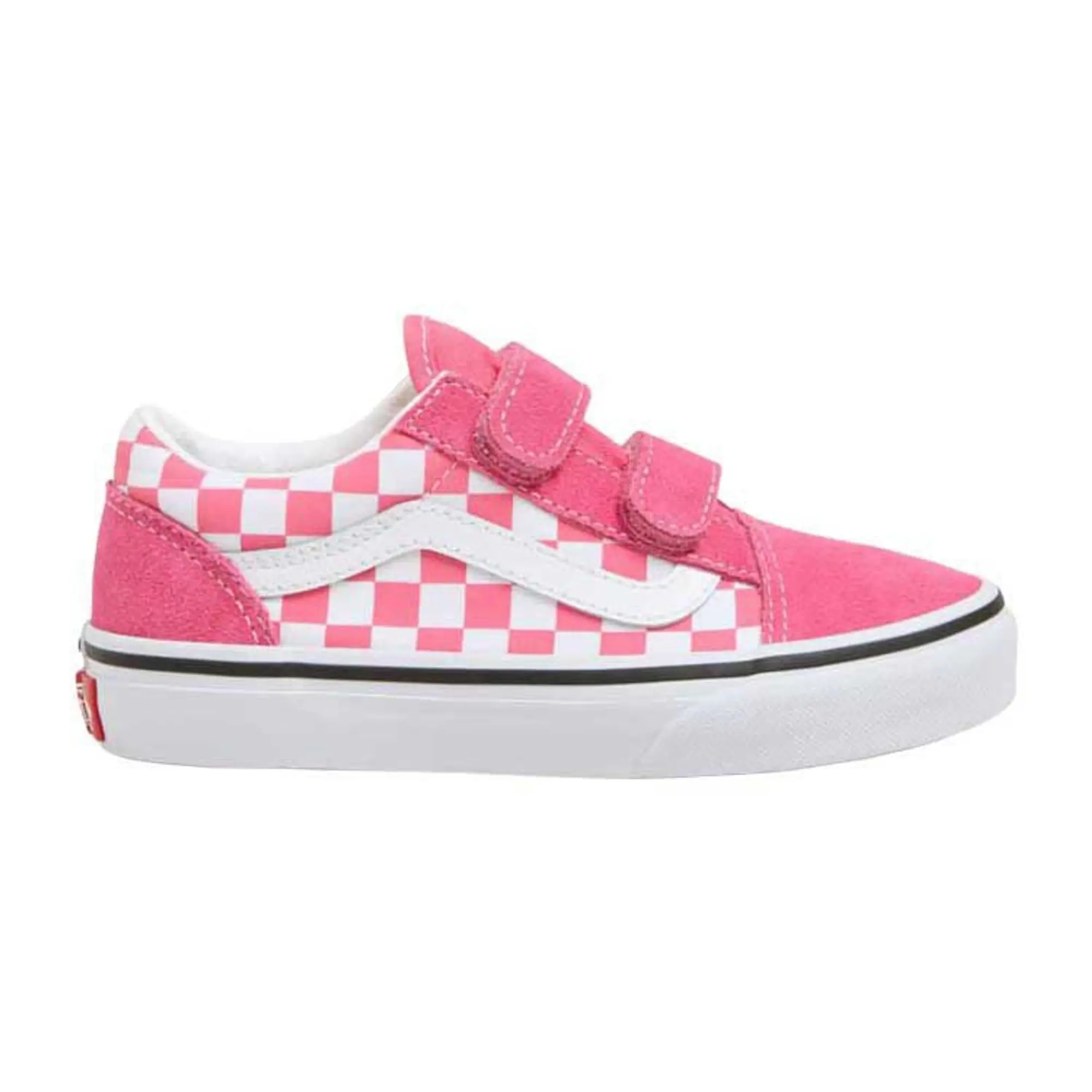 Vans Kids Old Skool Hook And Loop Checkerboard Shoes 4 8 Years Honey Suckle Kids Pink VN000CYWCHL FOOTY.COM