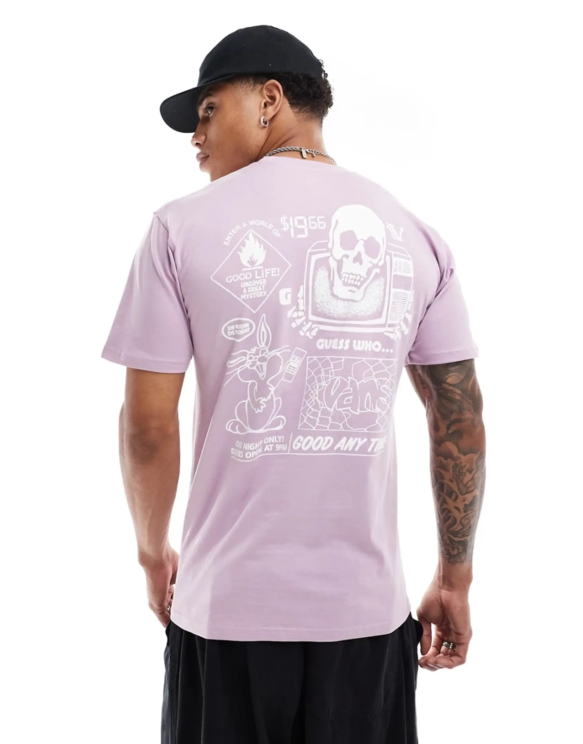 Vans Short Sleeve T-Shirt With Back Print In Lavender Mist-Purple