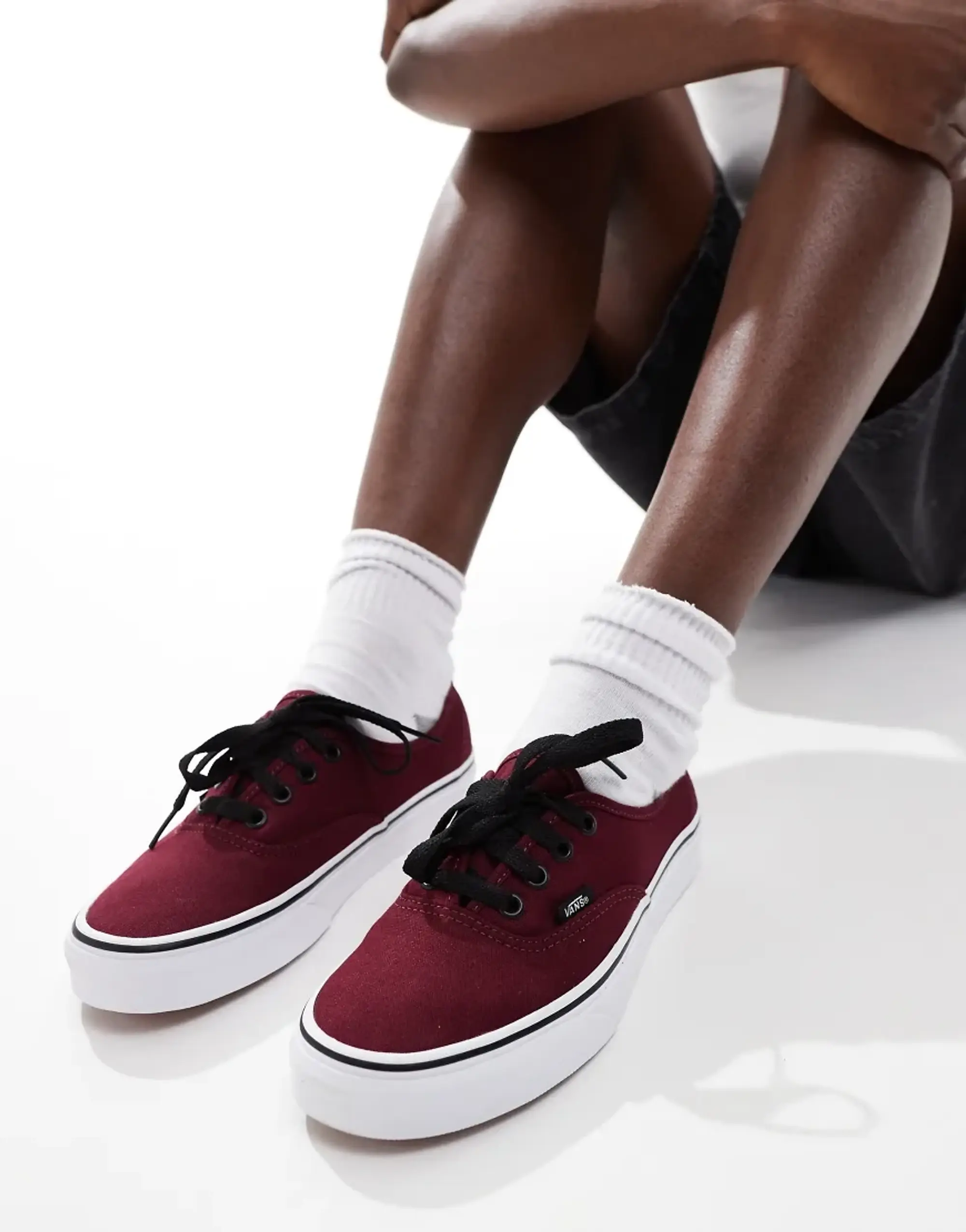 Vans Authentic Trainers In Burgundy And White Black VN000QER5U8 FOOTY.COM