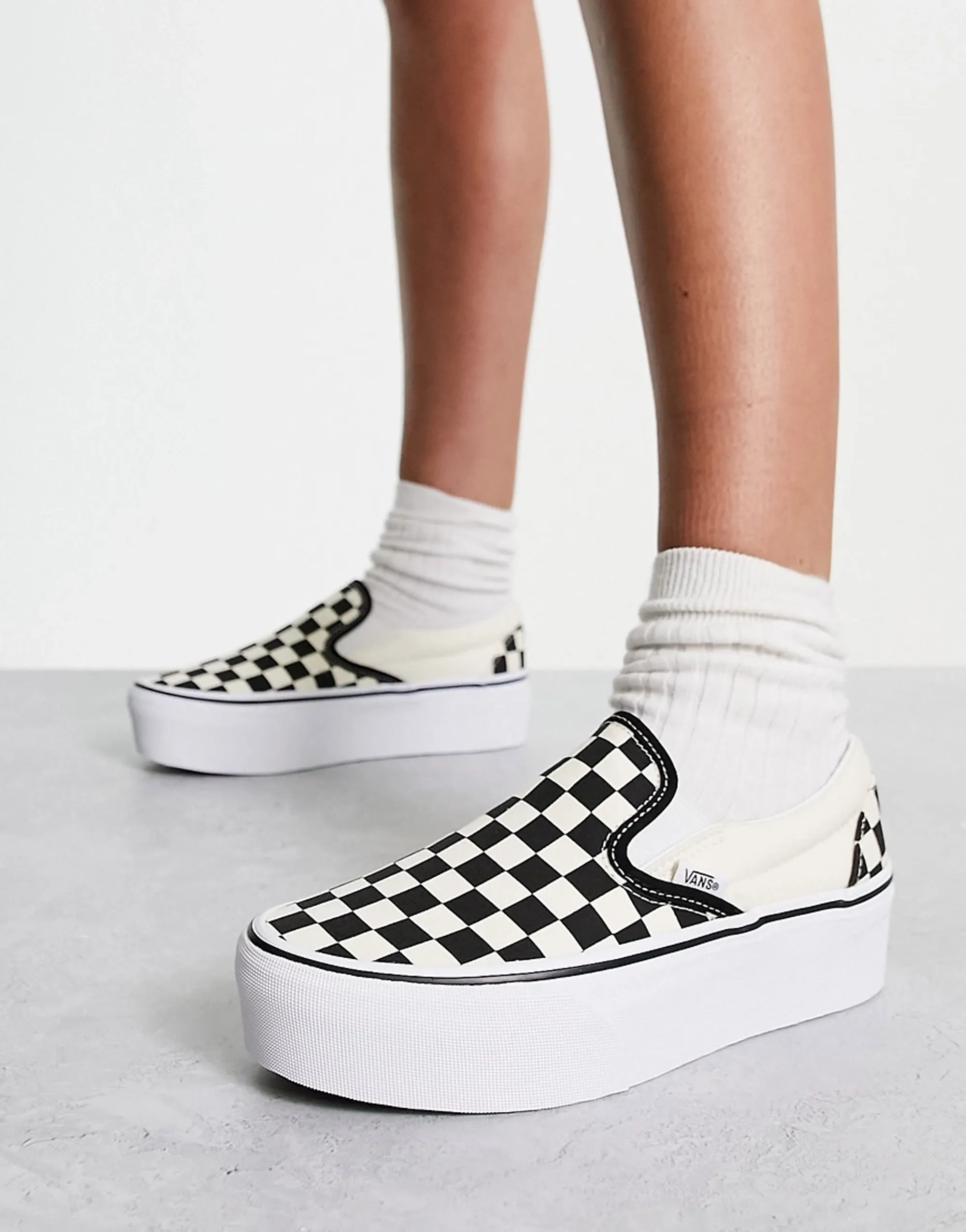 Vans Classic Slip-On Stackform trainers in black and white checkerboard