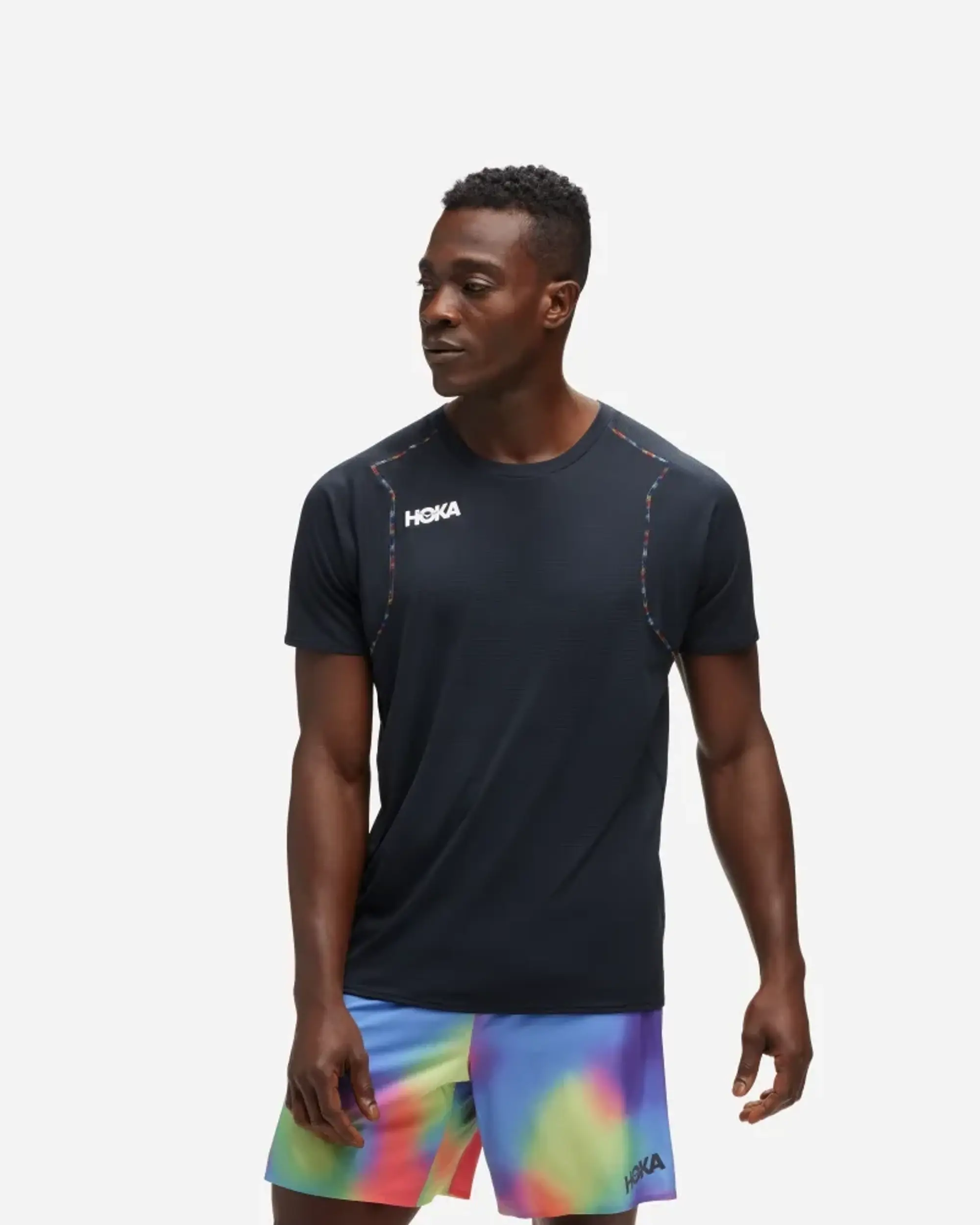 Hoka One One HOKA Men's Glide Short Sleeve in Black/Multi