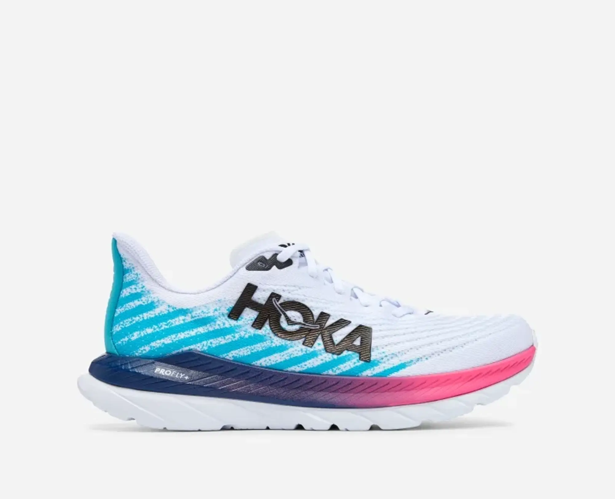 Hoka One One HOKA Men's Mach 5 Road Running Shoes in White/Scuba Blue