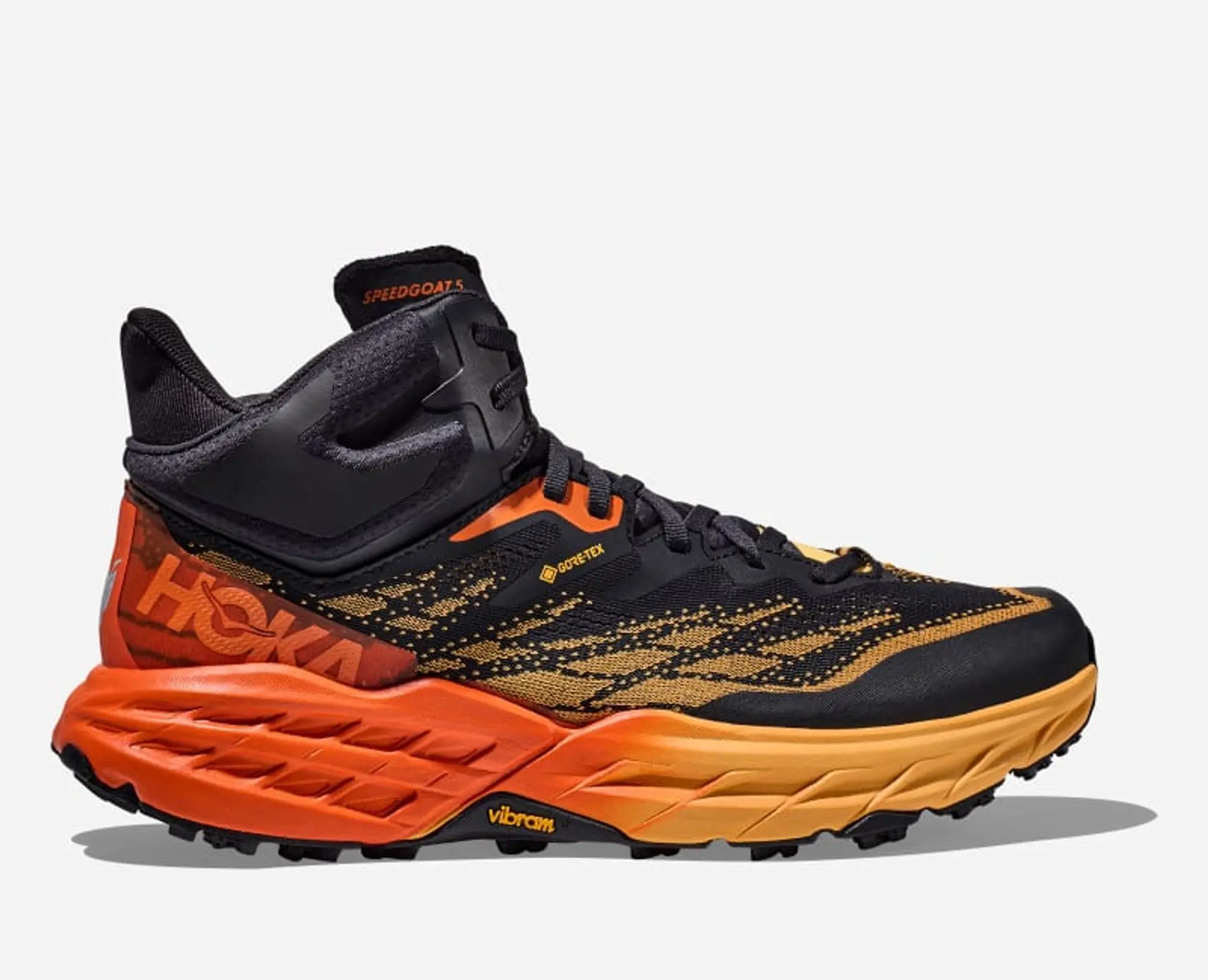 Hoka One One HOKA Men's Speedgoat 5 Mid GORE-TEX Trail Shoes in Blue Graphite/Amber Yellow