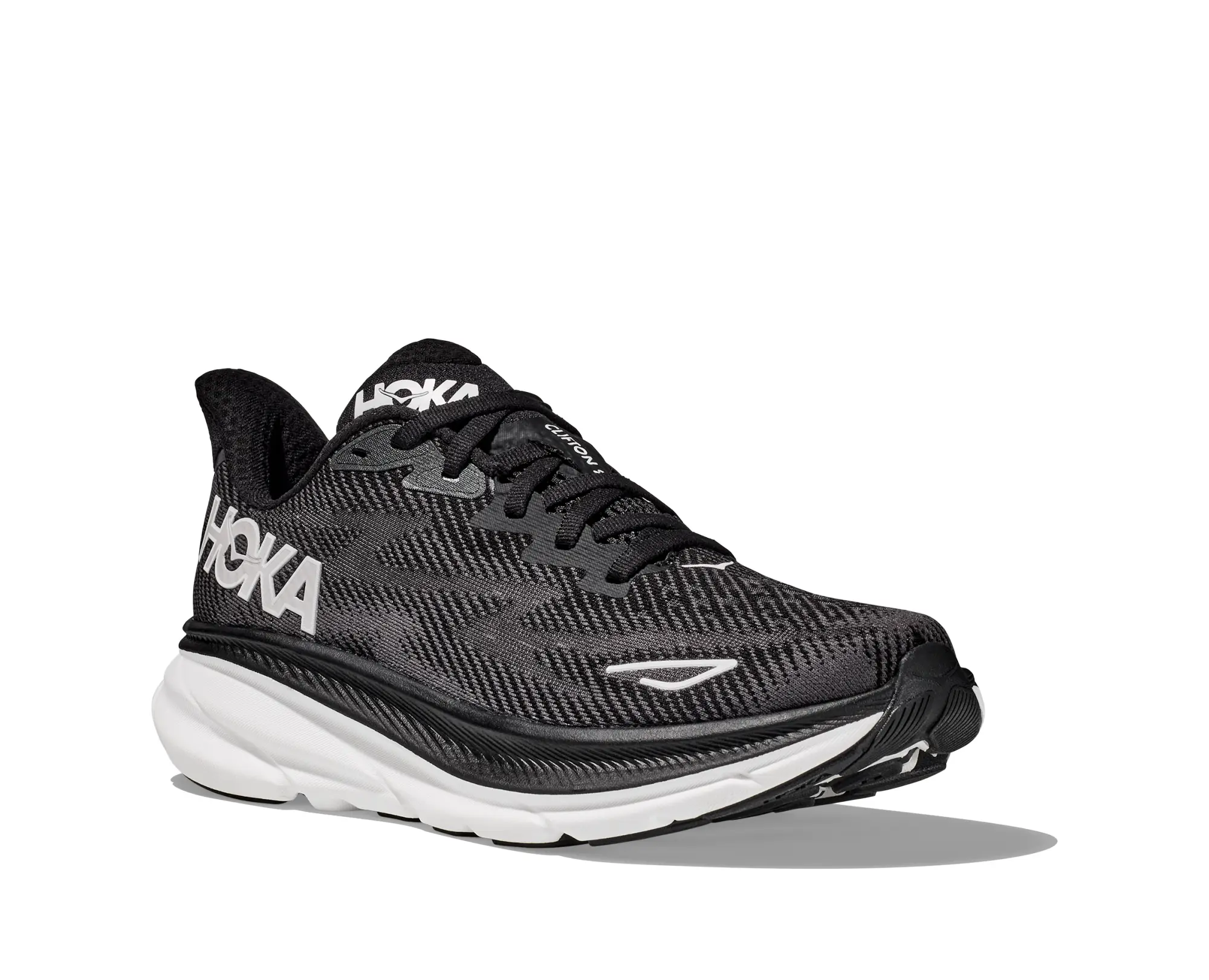 Hoka One One HOKA Men's Clifton 9 Road Running Shoes in Black/White