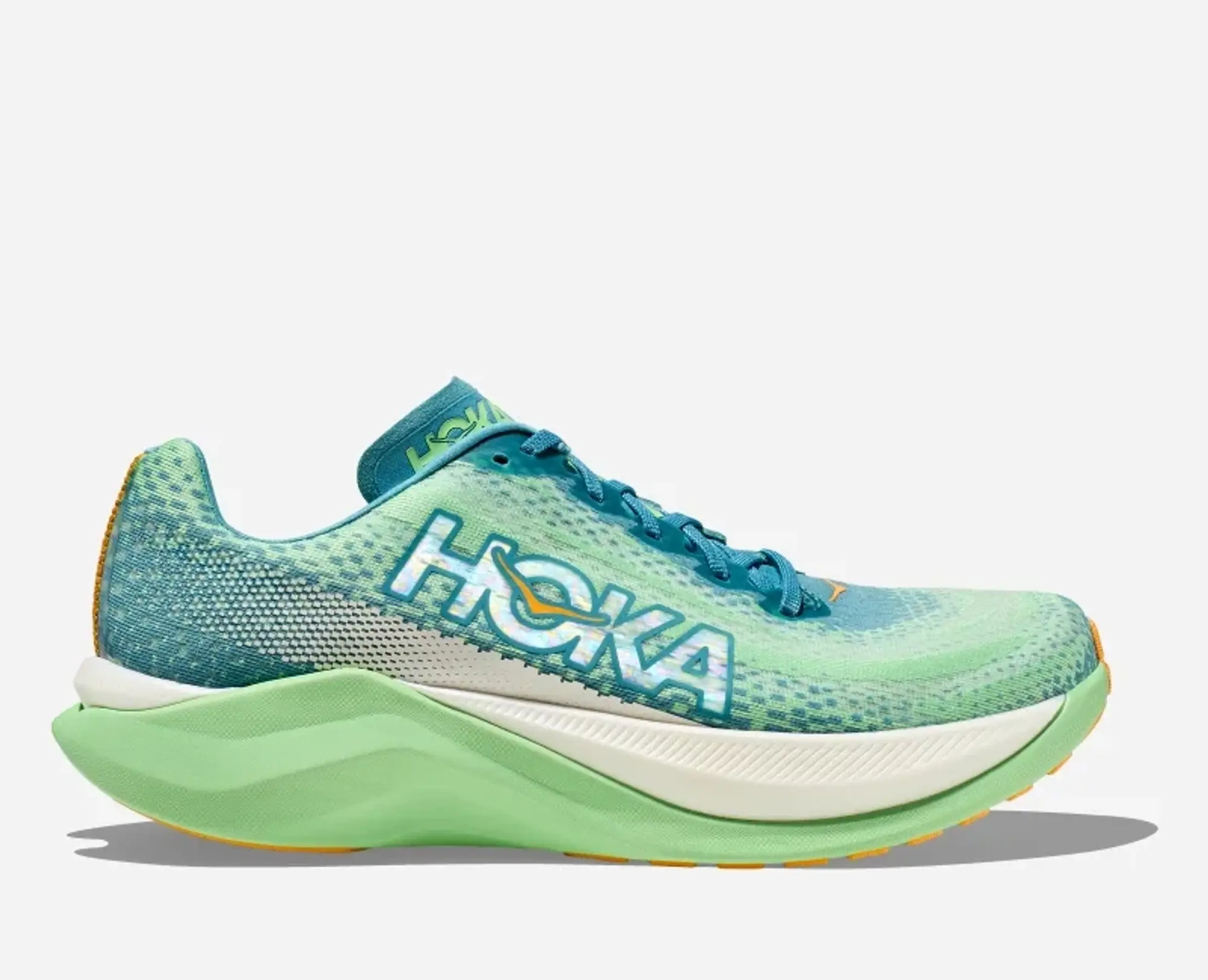 Hoka One One HOKA Men's Mach X Road Running Shoes in Ocean Mist/Lime Glow