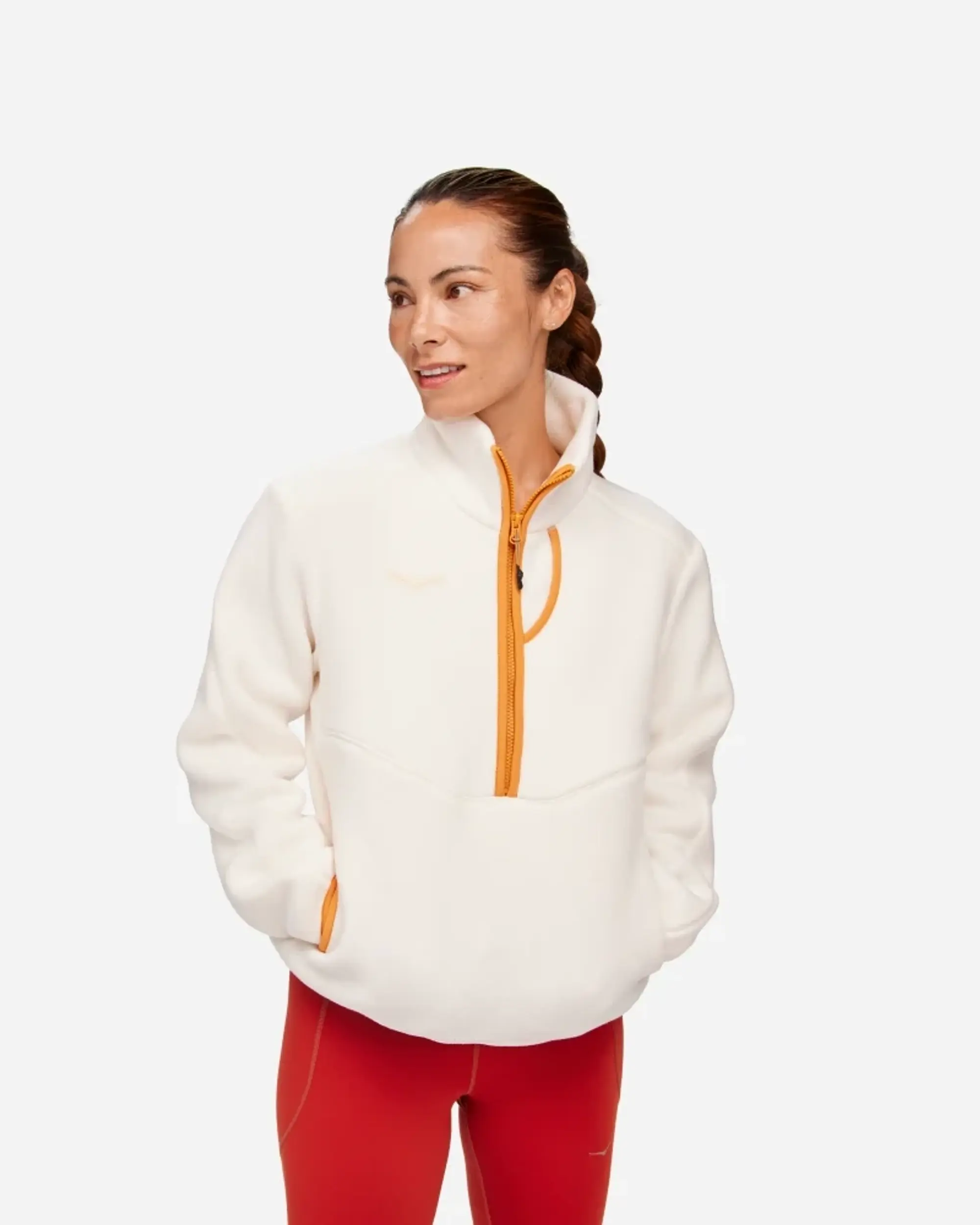 Hoka One One HOKA Women's Ridgetop Half-Zip Fleece in Eggnog