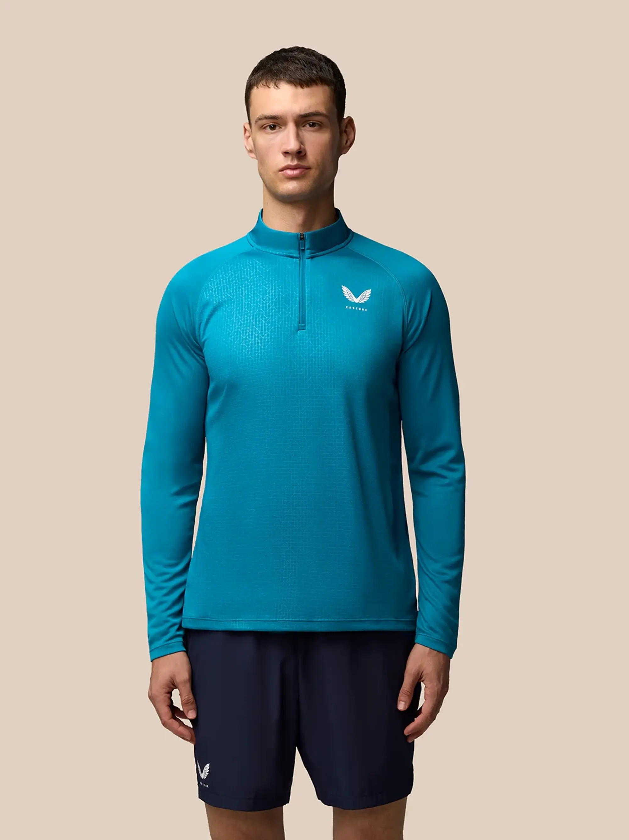 Castore Men’s Adapt Print 1/4 Zip Top - Dark Aqua