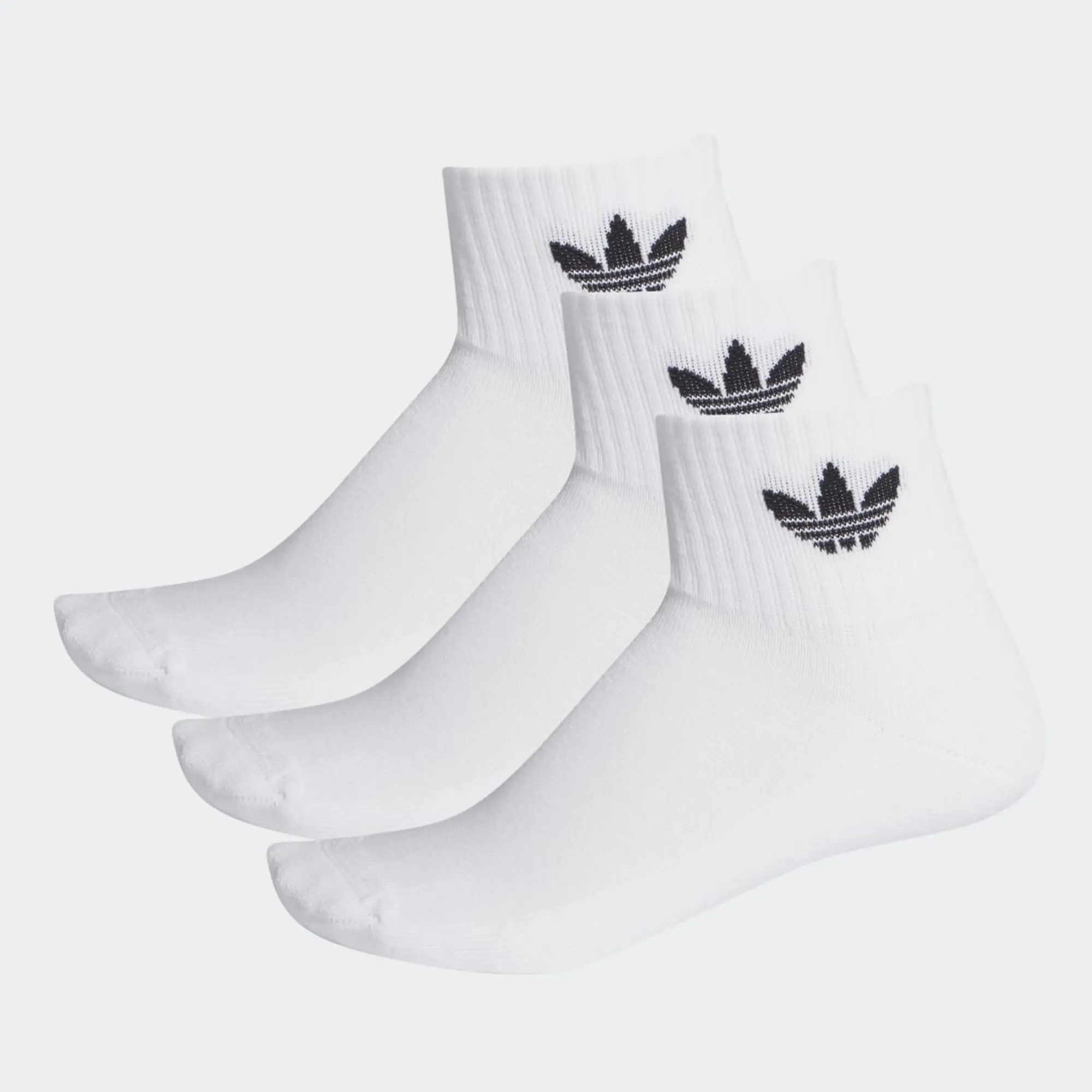 adidas Originals 3 Pack Mid Ankle Sock - White - Size 8-11 - White