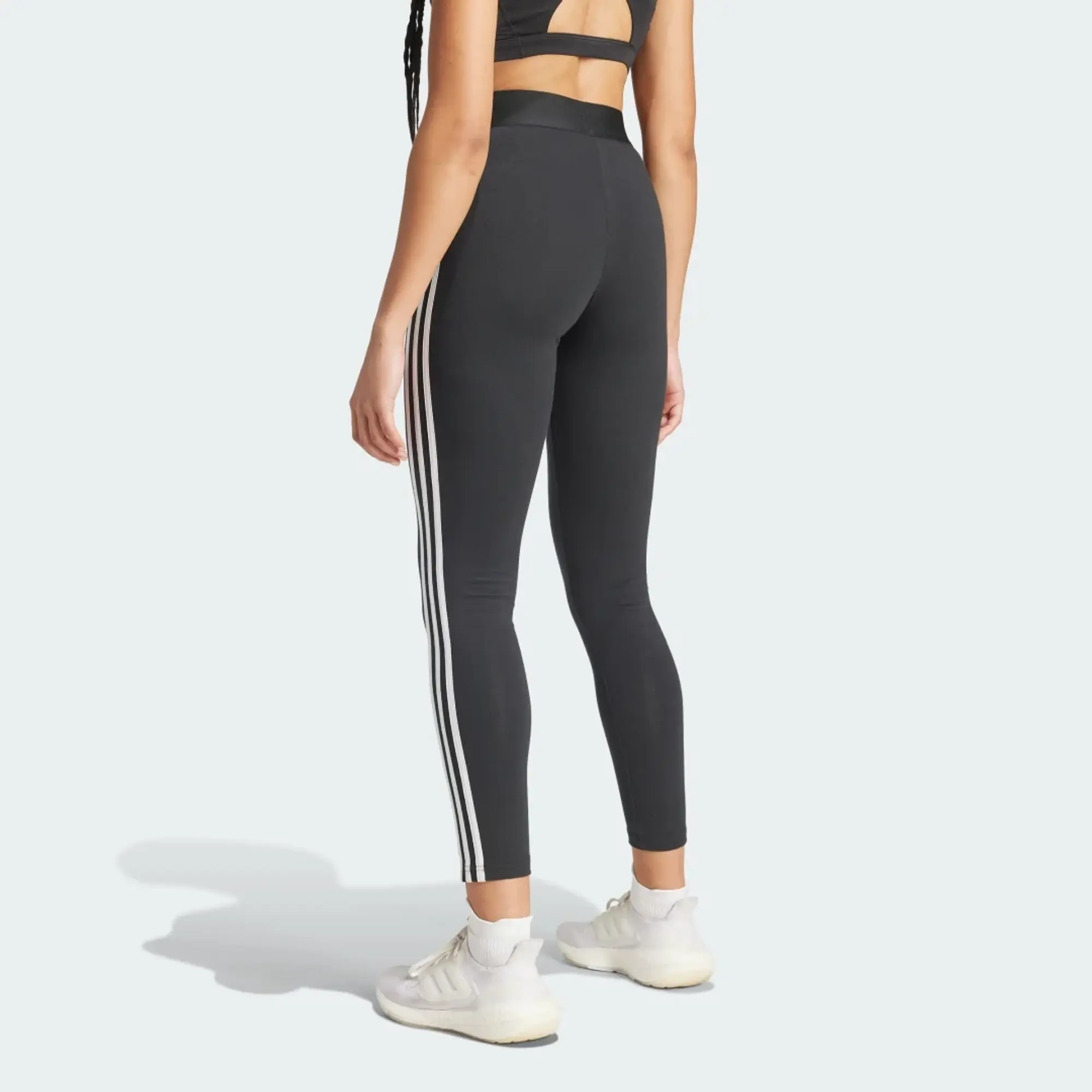 Adidas Training Essential 3 Stripe Leggings In Black