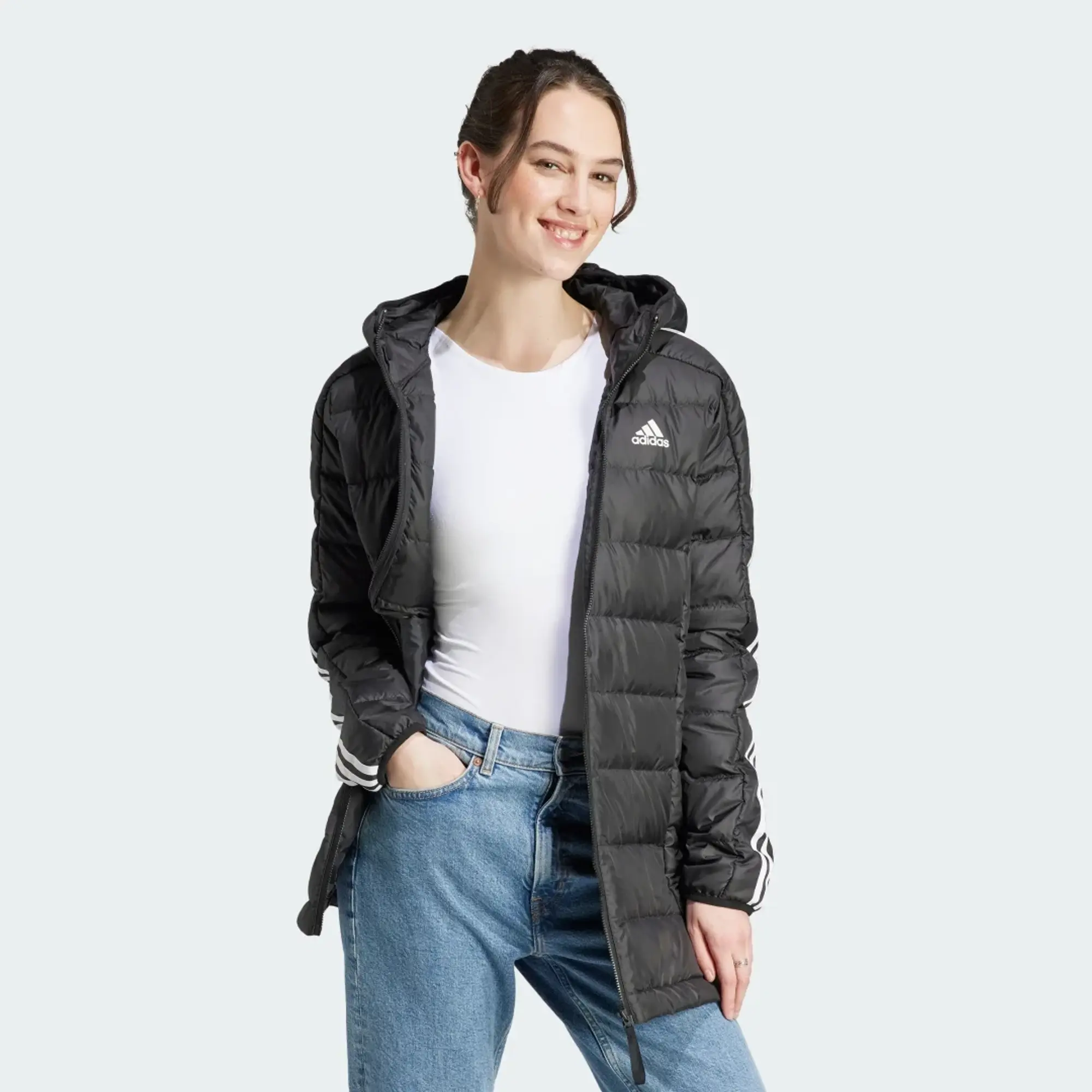 adidas Essentials 3-Stripes Light Down Hooded Parka